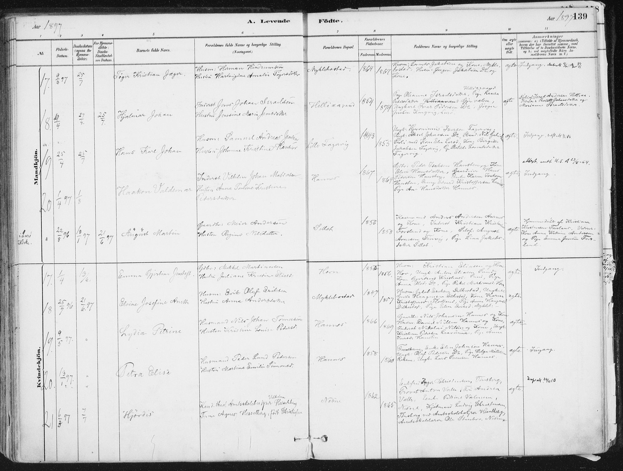 Ministerialprotokoller, klokkerbøker og fødselsregistre - Nordland, AV/SAT-A-1459/838/L0552: Ministerialbok nr. 838A10, 1880-1910, s. 139