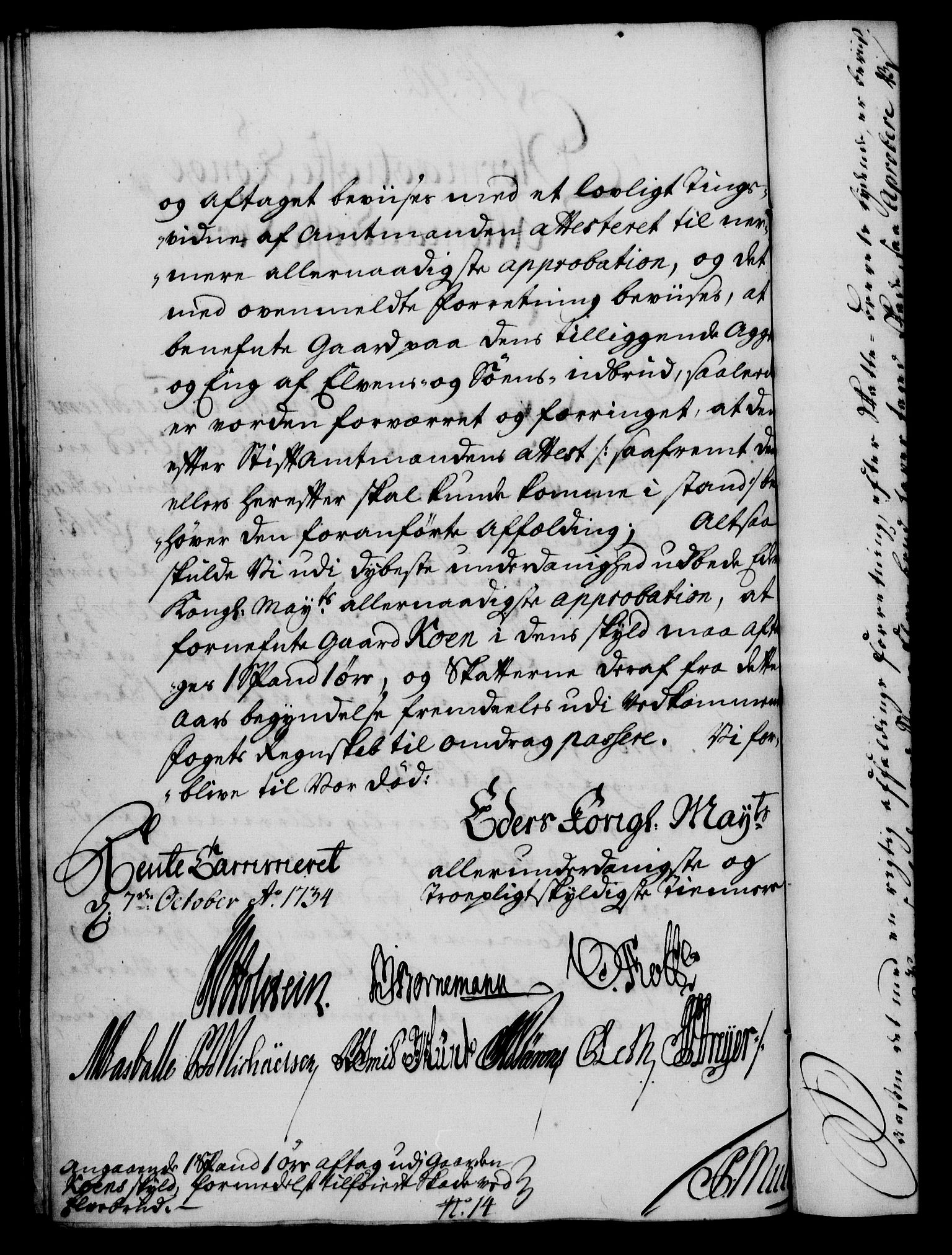 Rentekammeret, Kammerkanselliet, RA/EA-3111/G/Gf/Gfa/L0017: Norsk relasjons- og resolusjonsprotokoll (merket RK 52.17), 1734, s. 483