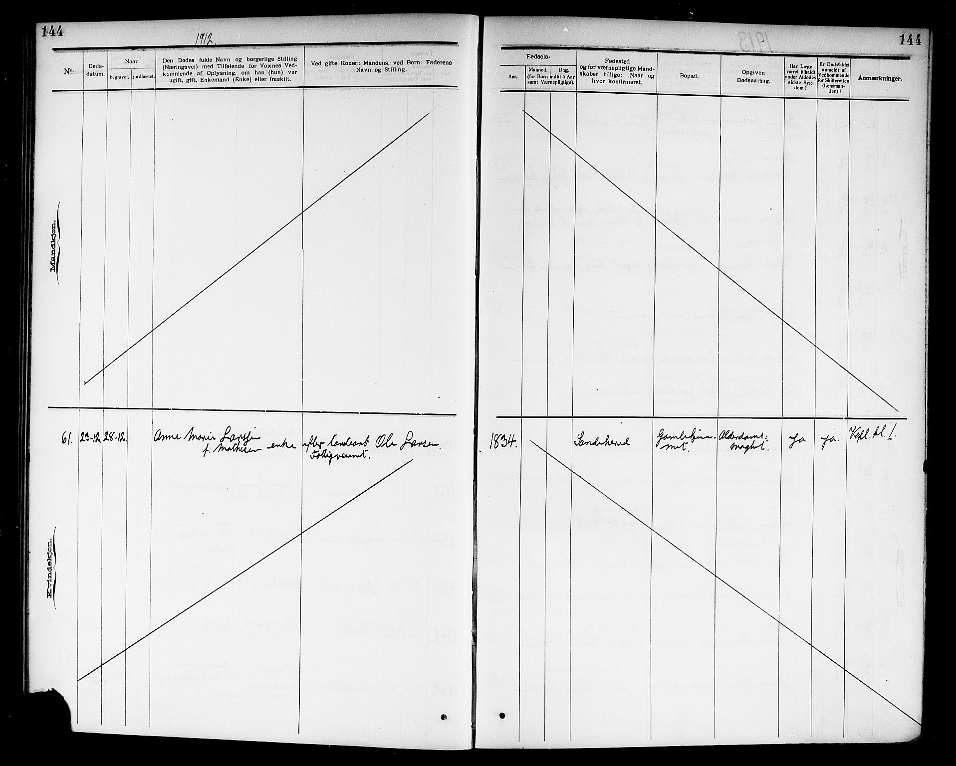 Larvik kirkebøker, AV/SAKO-A-352/G/Ga/L0007: Klokkerbok nr. I 7, 1888-1918, s. 144