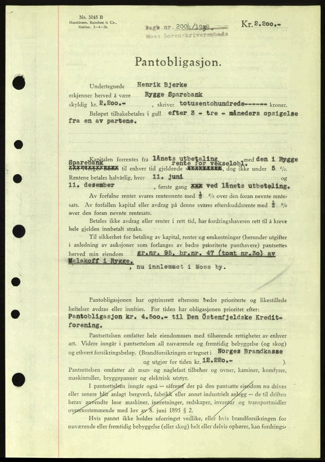 Moss sorenskriveri, SAO/A-10168: Pantebok nr. B6, 1938-1938, Dagboknr: 2004/1938