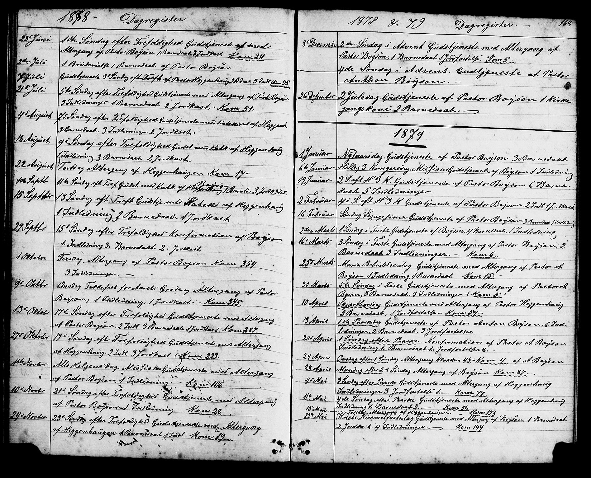 Førde sokneprestembete, AV/SAB-A-79901/H/Hab/Habd/L0002: Klokkerbok nr. D 2, 1878-1880, s. 168