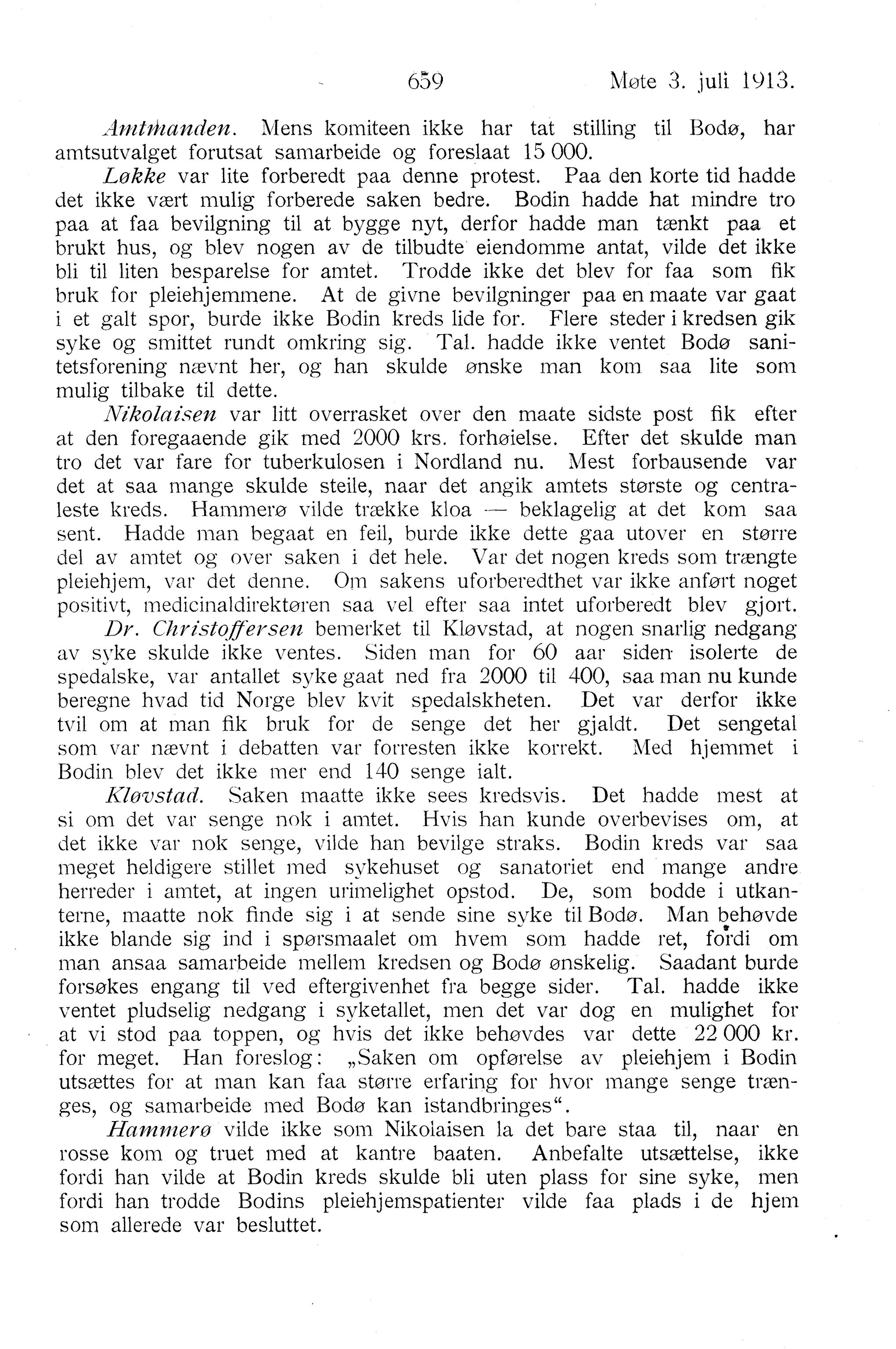 Nordland Fylkeskommune. Fylkestinget, AIN/NFK-17/176/A/Ac/L0036: Fylkestingsforhandlinger 1913, 1913