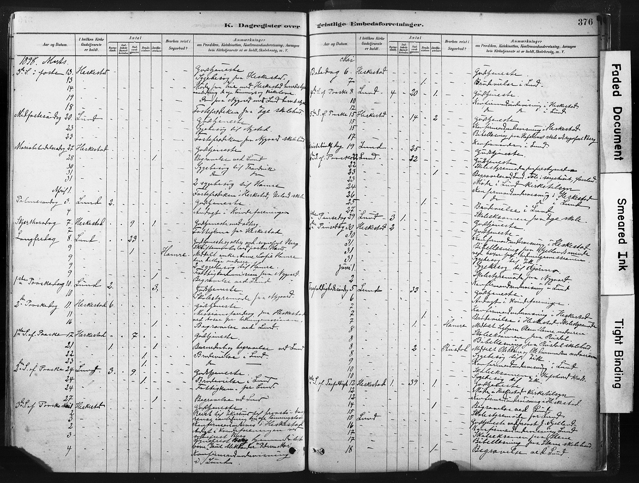 Lund sokneprestkontor, AV/SAST-A-101809/S06/L0011: Ministerialbok nr. A 10, 1877-1904, s. 376