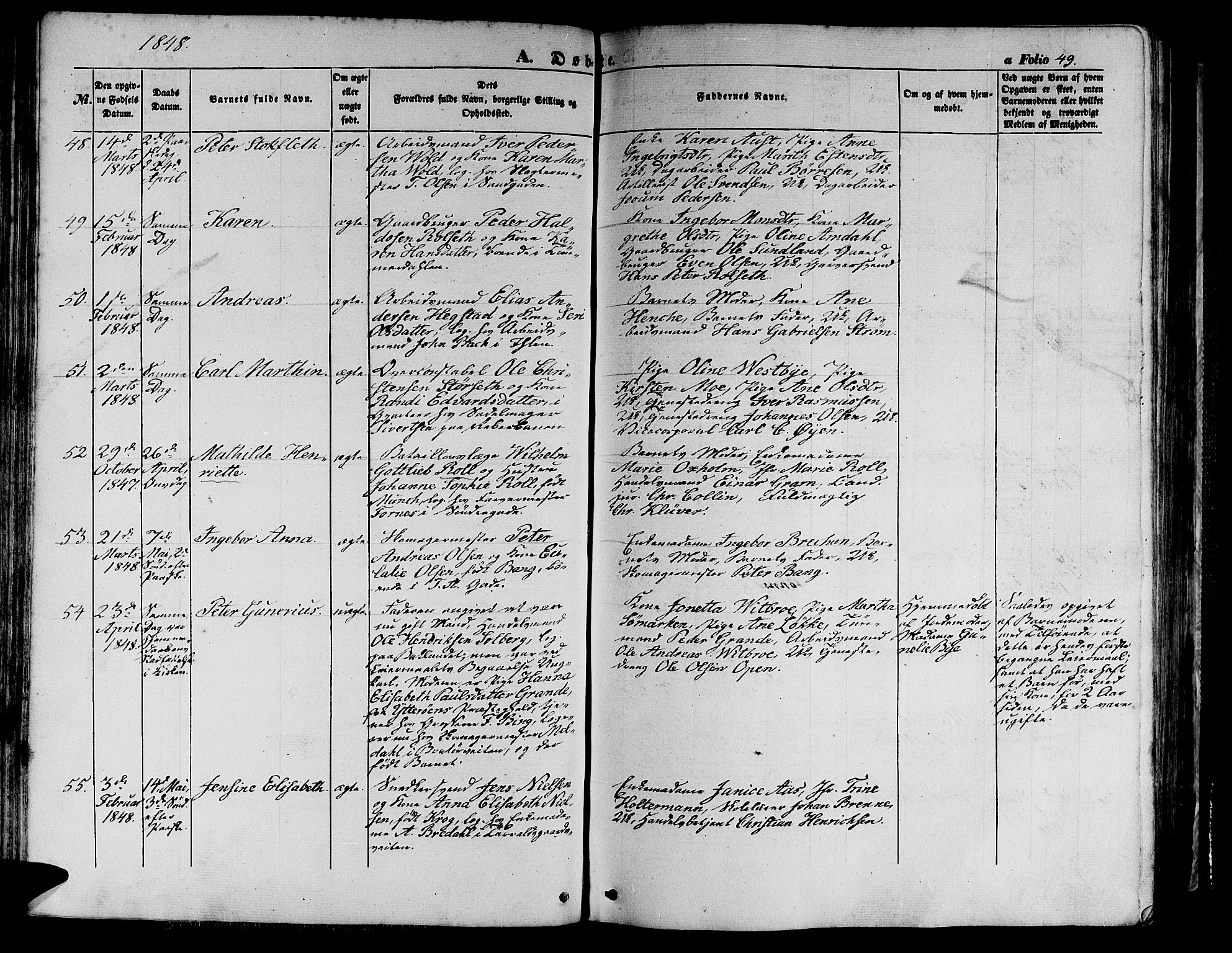 Ministerialprotokoller, klokkerbøker og fødselsregistre - Sør-Trøndelag, SAT/A-1456/602/L0137: Klokkerbok nr. 602C05, 1846-1856, s. 49