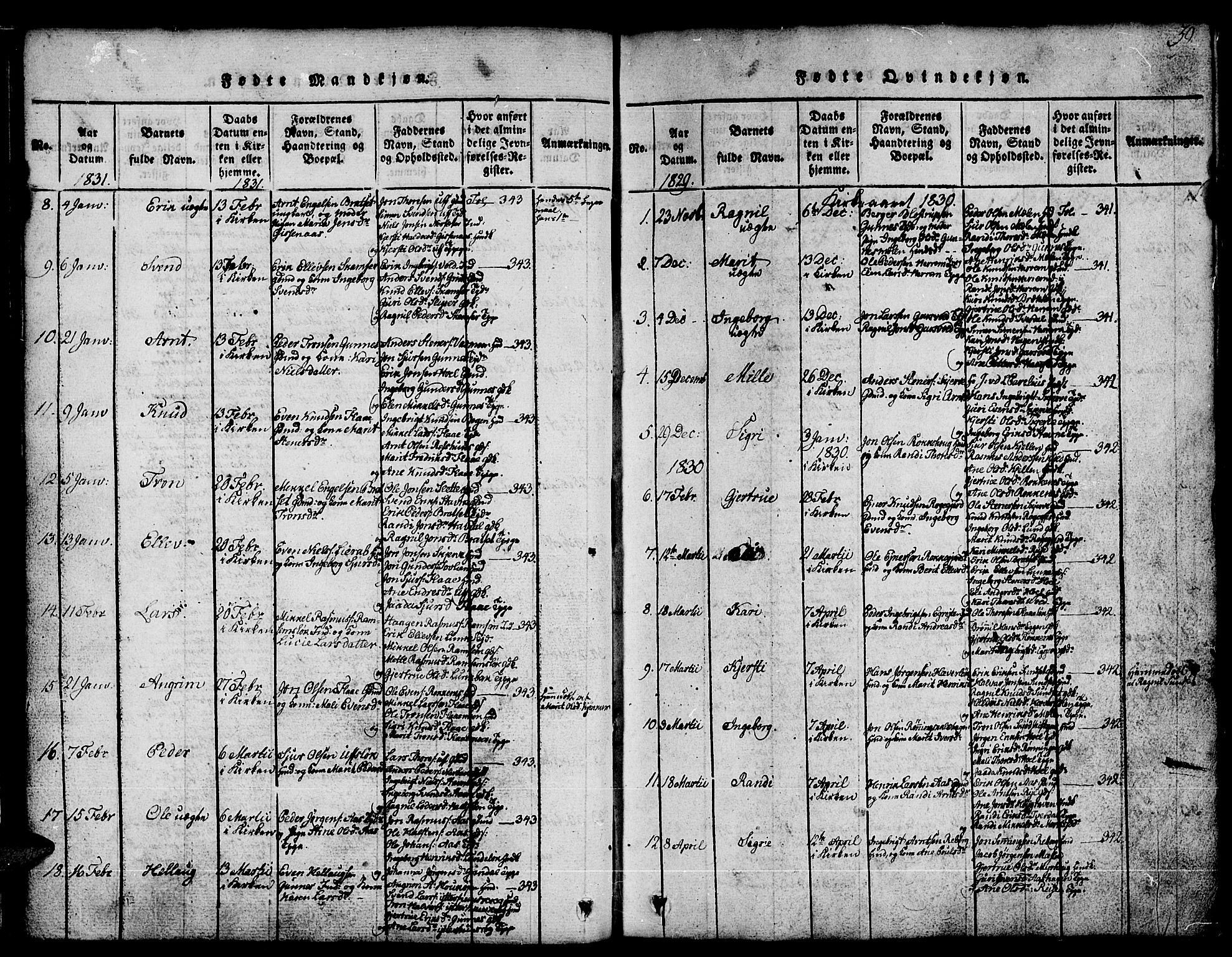 Ministerialprotokoller, klokkerbøker og fødselsregistre - Sør-Trøndelag, SAT/A-1456/674/L0874: Klokkerbok nr. 674C01, 1816-1860, s. 39