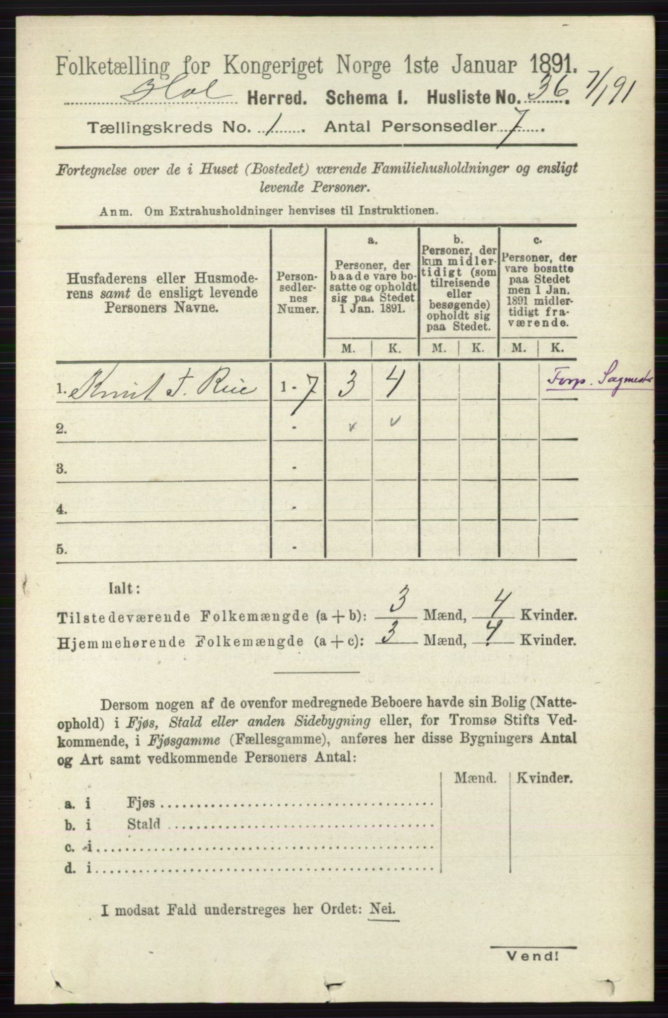 RA, Folketelling 1891 for 0620 Hol herred, 1891, s. 62