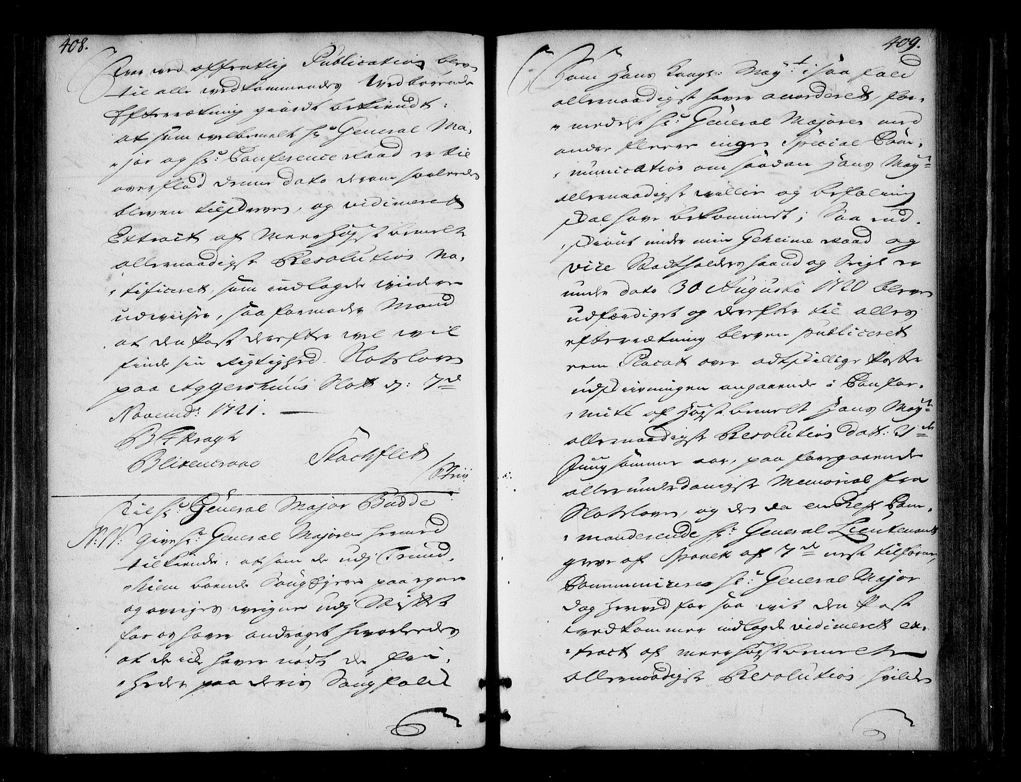 Stattholderembetet 1572-1771, AV/RA-EA-2870/Bd/L0013: Ordreprotokoll, 1720-1722, s. 408-409