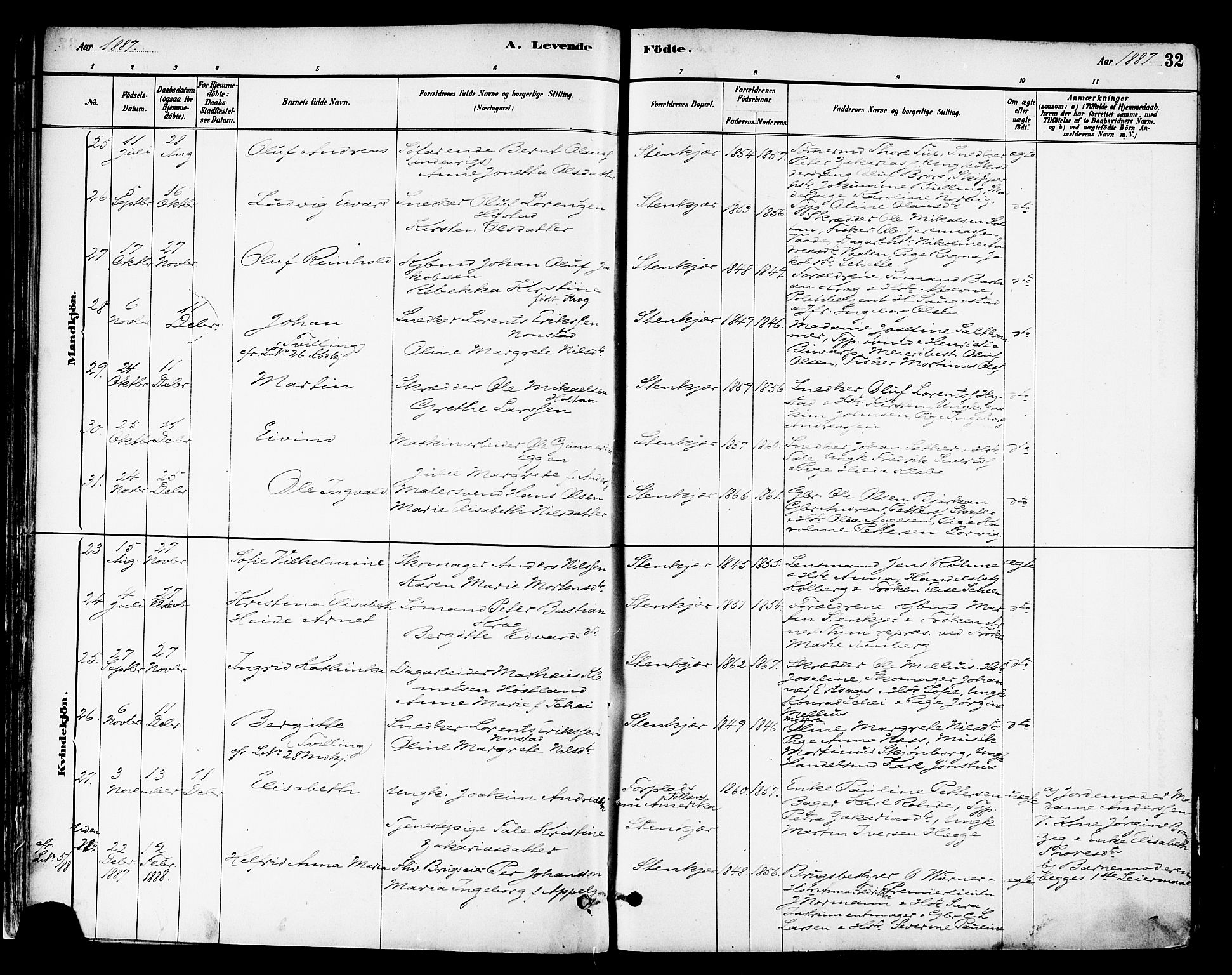 Ministerialprotokoller, klokkerbøker og fødselsregistre - Nord-Trøndelag, AV/SAT-A-1458/739/L0371: Ministerialbok nr. 739A03, 1881-1895, s. 32