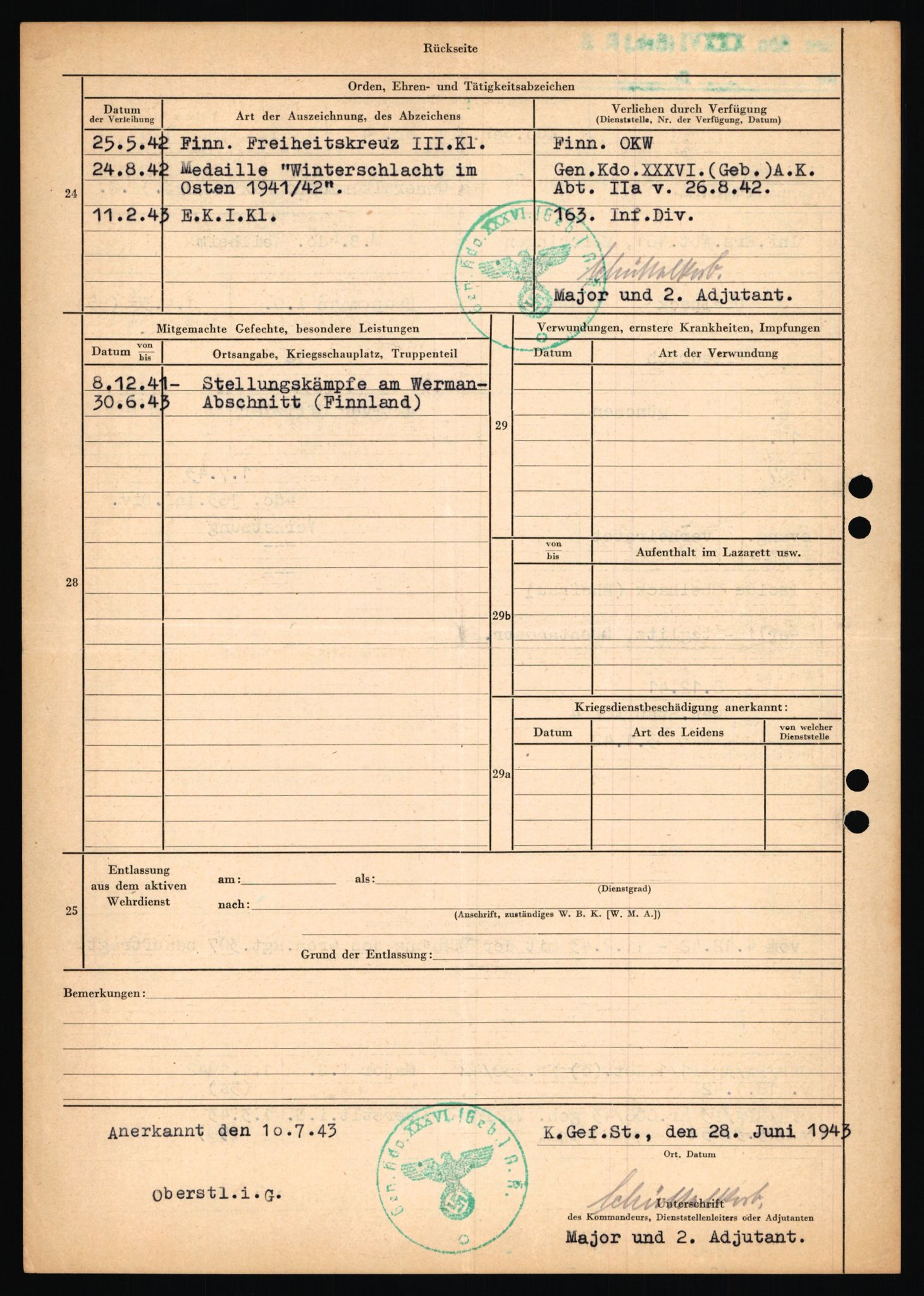 Forsvarets Overkommando. 2 kontor. Arkiv 11.4. Spredte tyske arkivsaker, AV/RA-RAFA-7031/D/Dar/Dara/L0019: Personalbøker og diverse, 1940-1945, s. 651