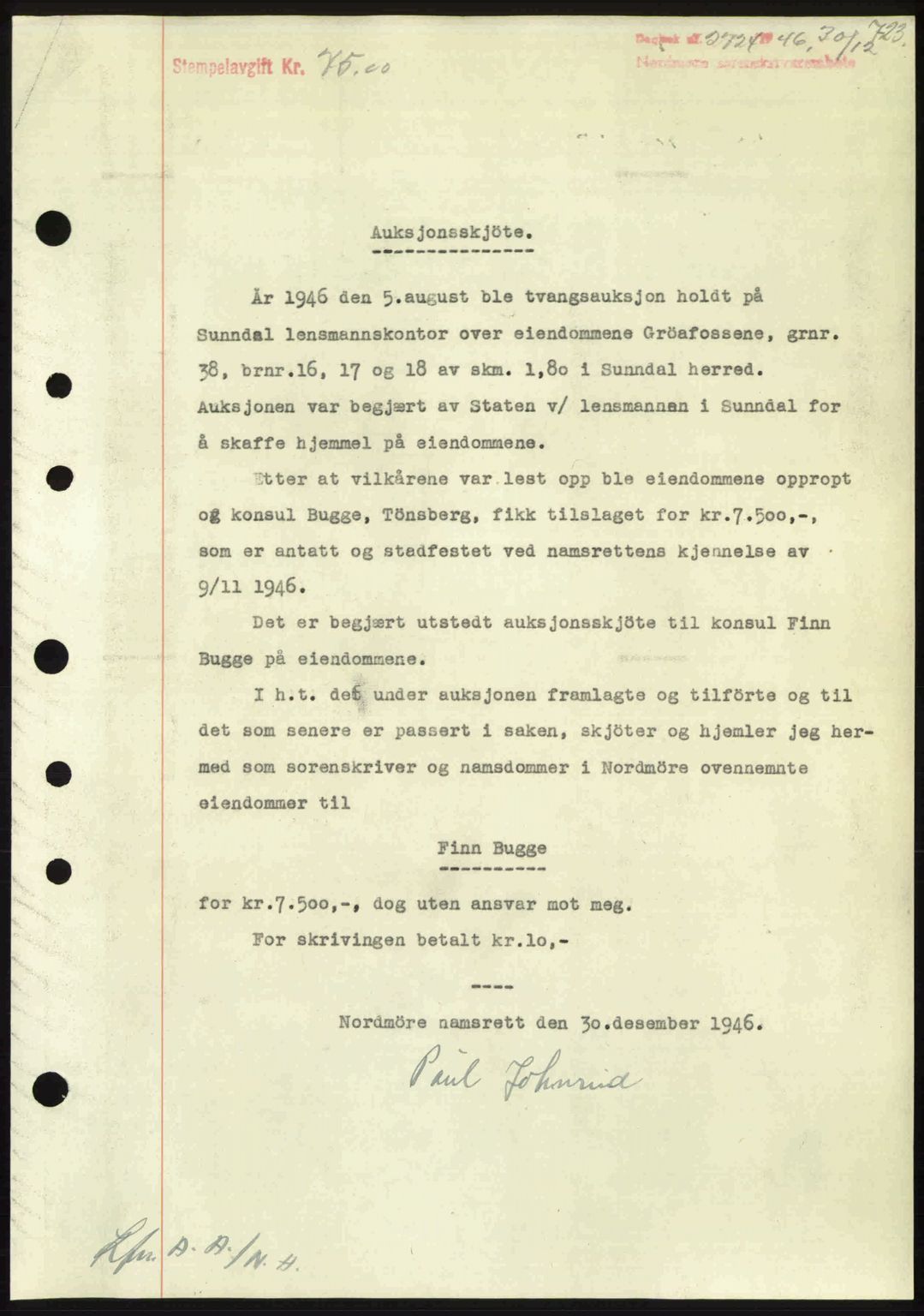 Nordmøre sorenskriveri, SAT/A-4132/1/2/2Ca: Pantebok nr. A103, 1946-1947, Dagboknr: 2724/1946