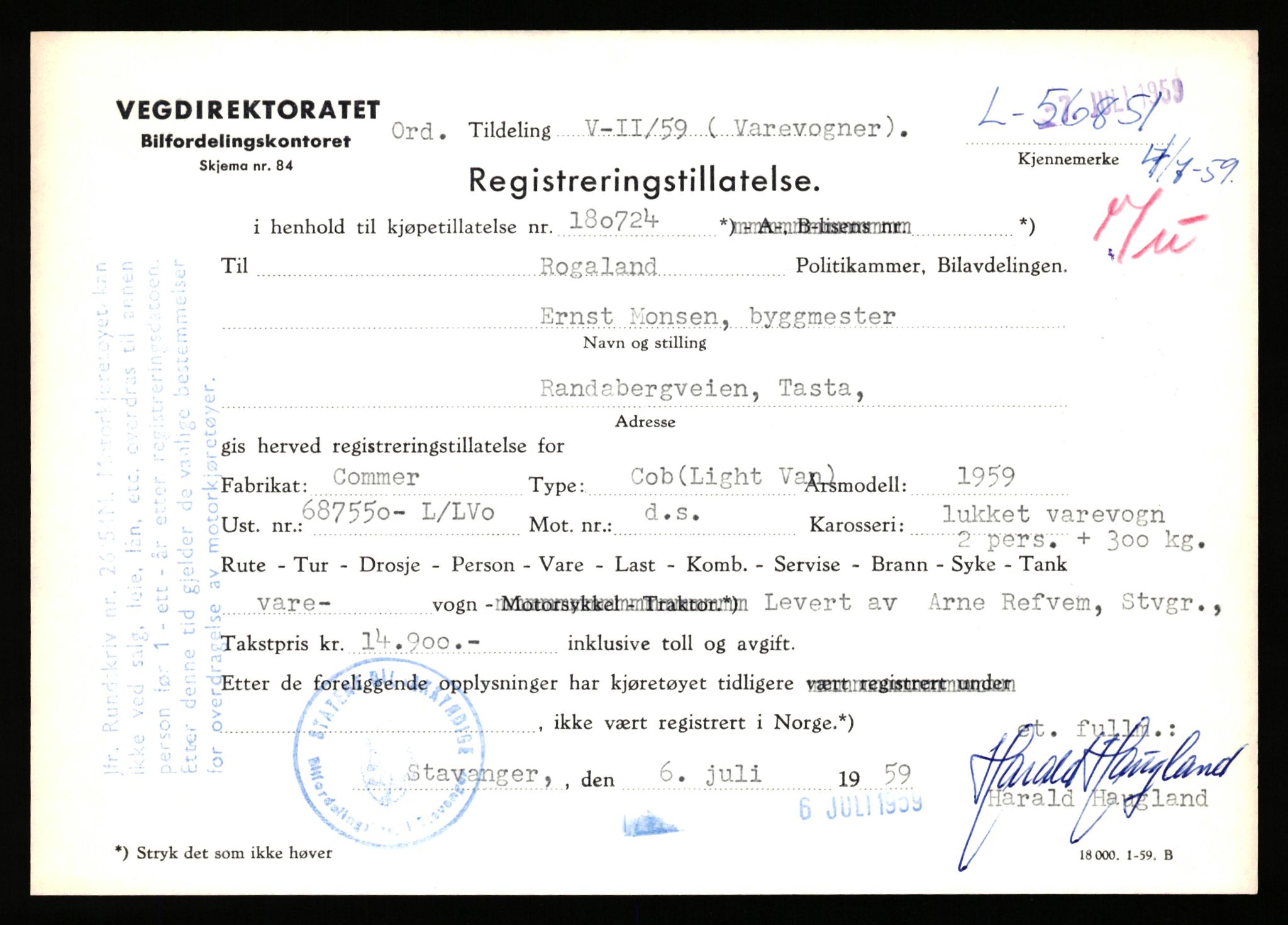 Stavanger trafikkstasjon, AV/SAST-A-101942/0/F/L0011: L-3700 - L-4199, 1930-1971, s. 291