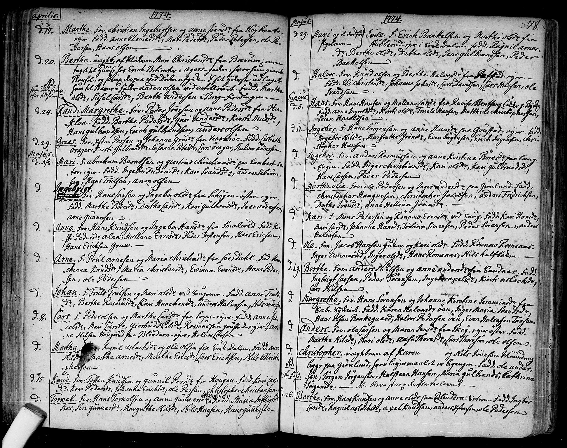 Aker prestekontor kirkebøker, SAO/A-10861/F/L0009: Ministerialbok nr. 9, 1765-1785, s. 78