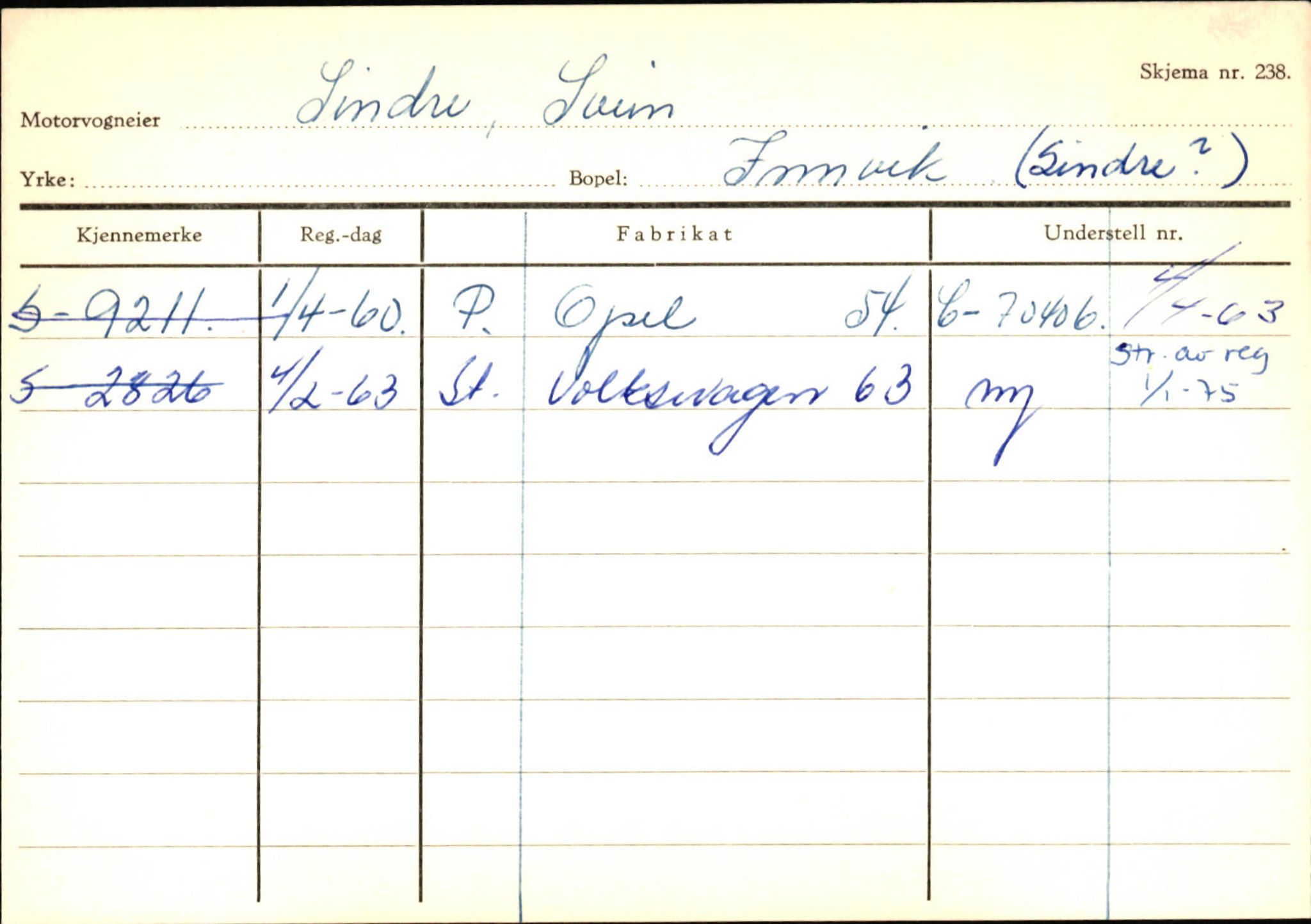 Statens vegvesen, Sogn og Fjordane vegkontor, SAB/A-5301/4/F/L0131: Eigarregister Høyanger P-Å. Stryn S-Å, 1945-1975, s. 1246