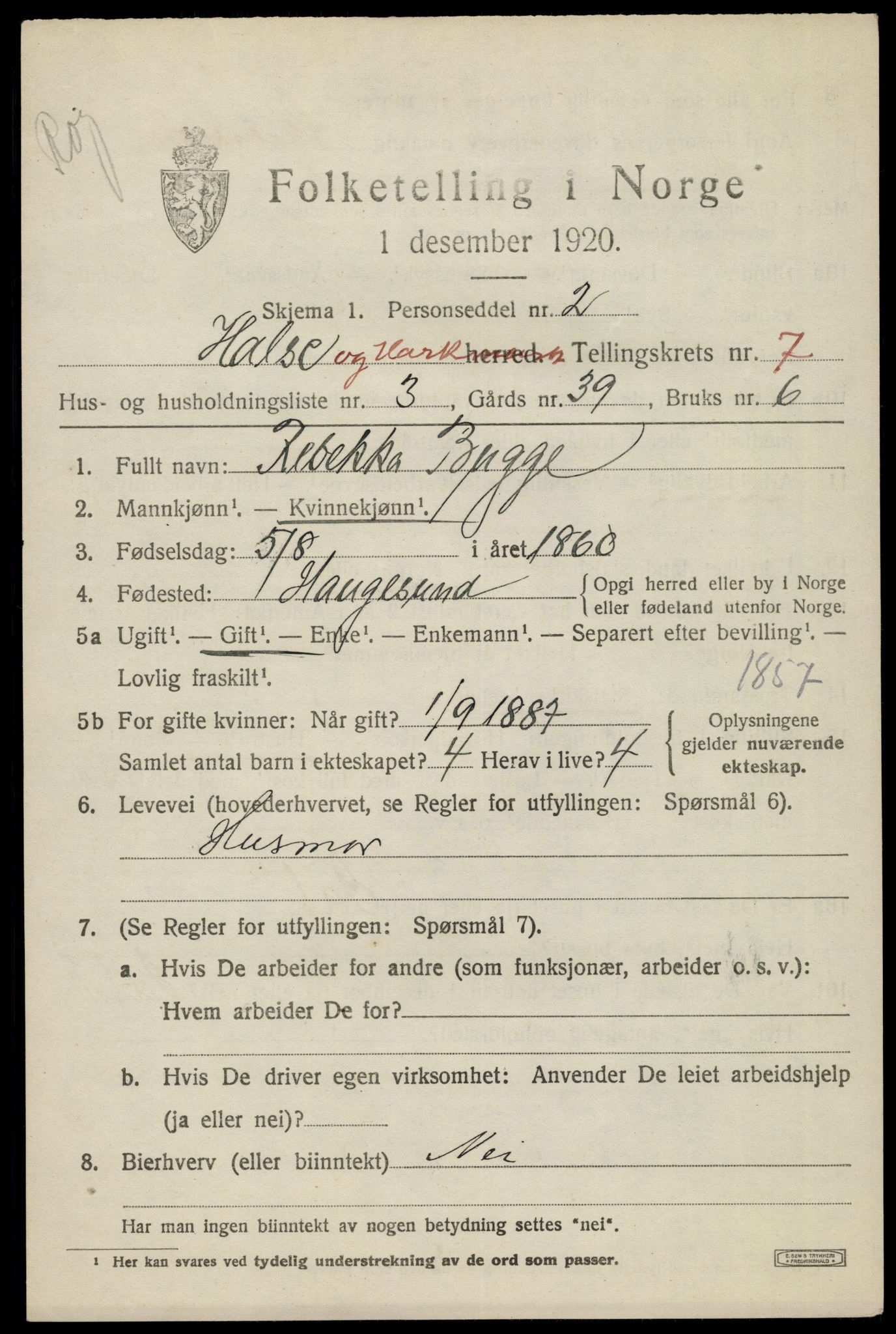 SAK, Folketelling 1920 for 1019 Halse og Harkmark herred, 1920, s. 3731