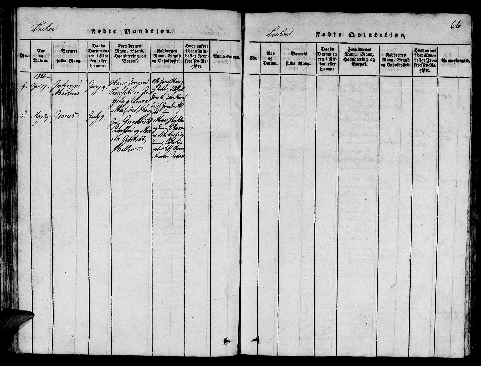 Ministerialprotokoller, klokkerbøker og fødselsregistre - Nord-Trøndelag, SAT/A-1458/780/L0648: Klokkerbok nr. 780C01 /2, 1815-1875, s. 66
