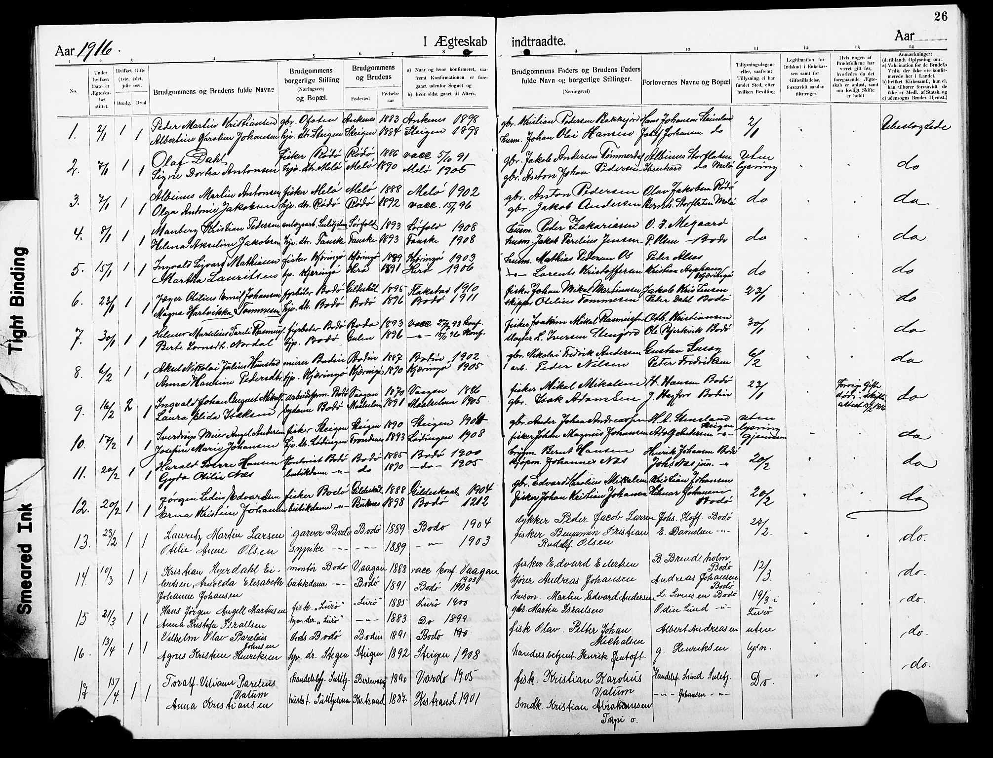 Ministerialprotokoller, klokkerbøker og fødselsregistre - Nordland, AV/SAT-A-1459/801/L0035: Klokkerbok nr. 801C10, 1910-1923, s. 26