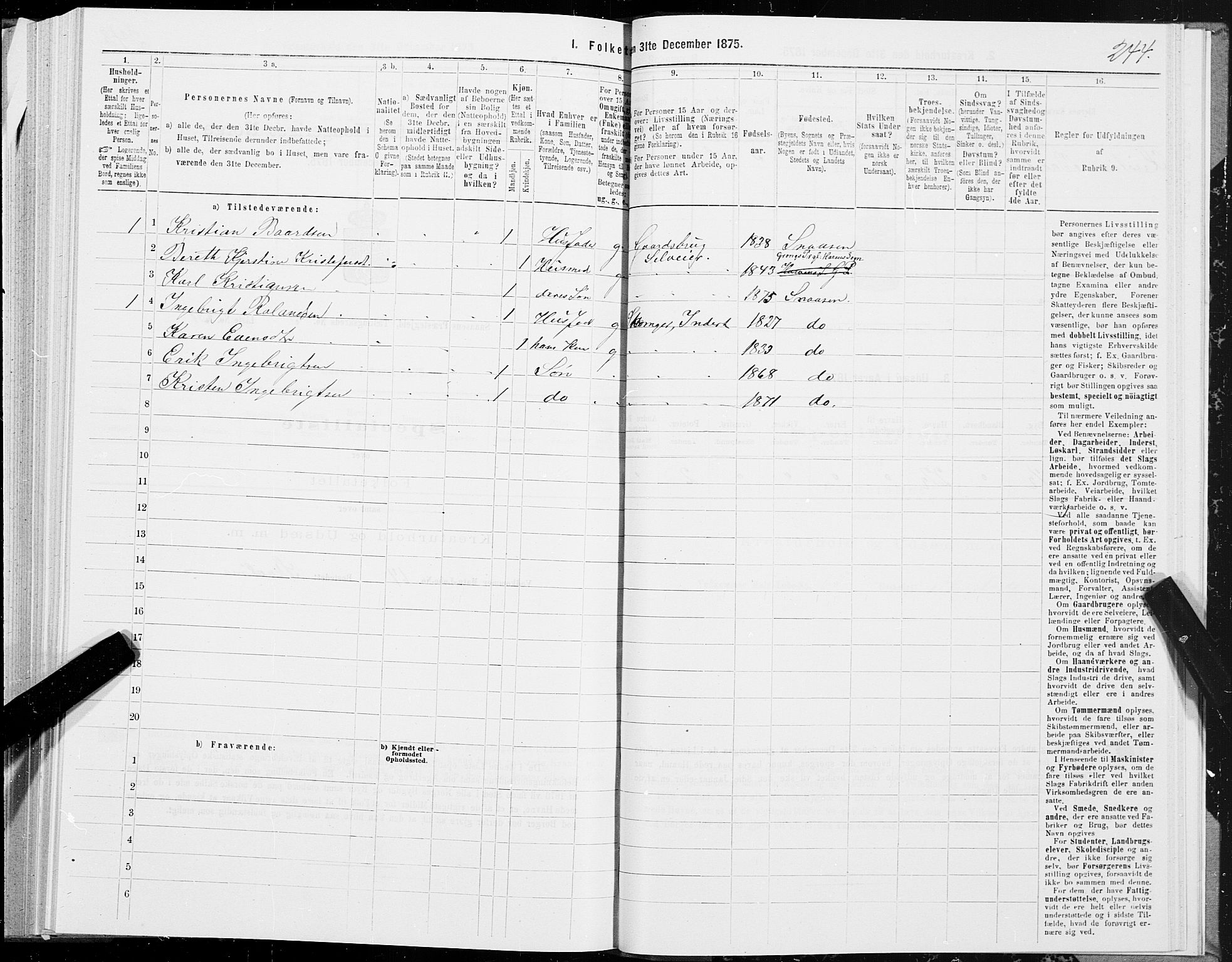 SAT, Folketelling 1875 for 1736P Snåsa prestegjeld, 1875, s. 1244