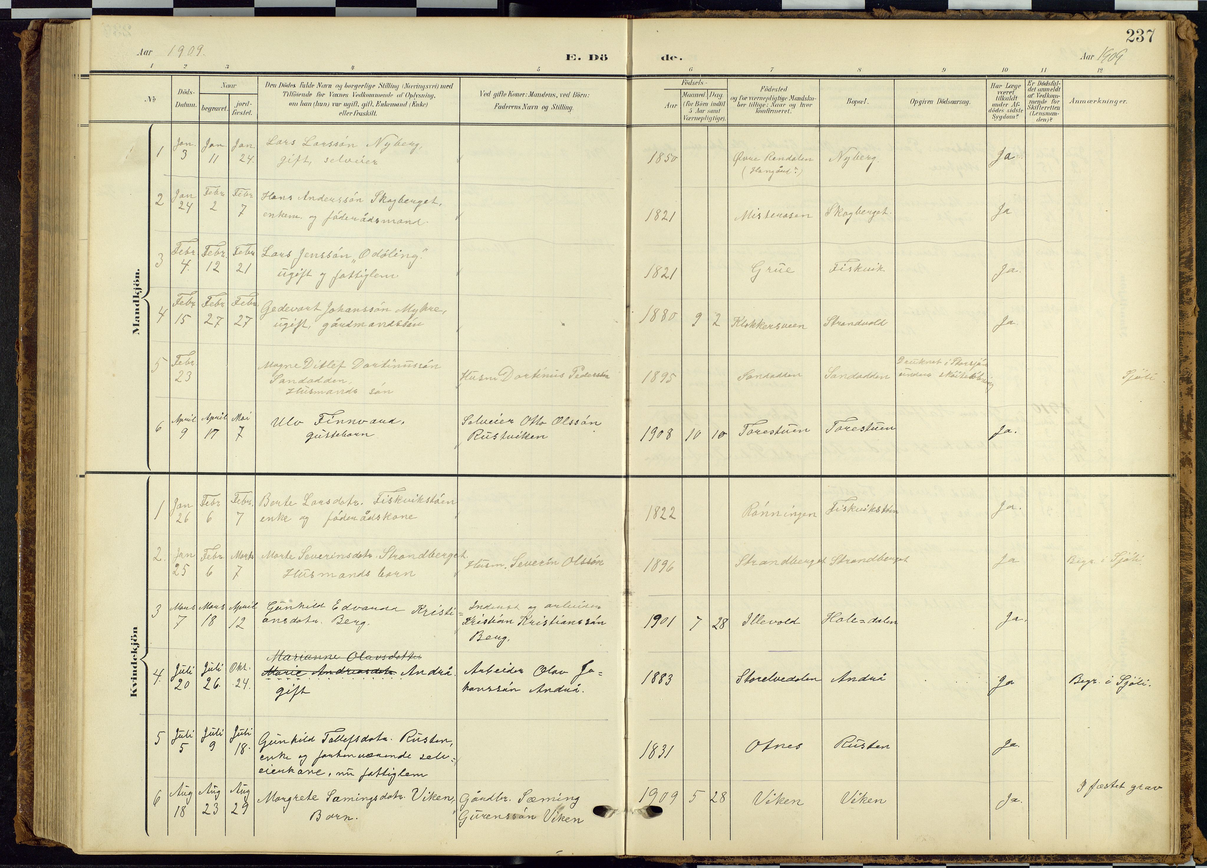Rendalen prestekontor, AV/SAH-PREST-054/H/Ha/Hab/L0010: Klokkerbok nr. 10, 1903-1940, s. 237
