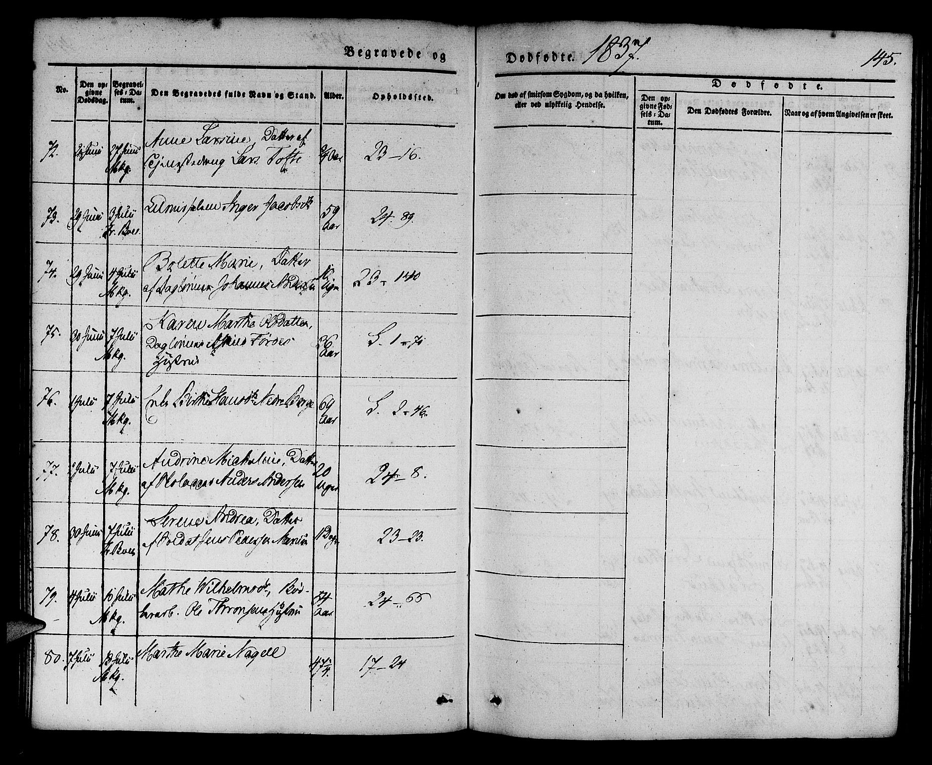 Korskirken sokneprestembete, AV/SAB-A-76101/H/Haa/L0043: Ministerialbok nr. E 1, 1834-1848, s. 145