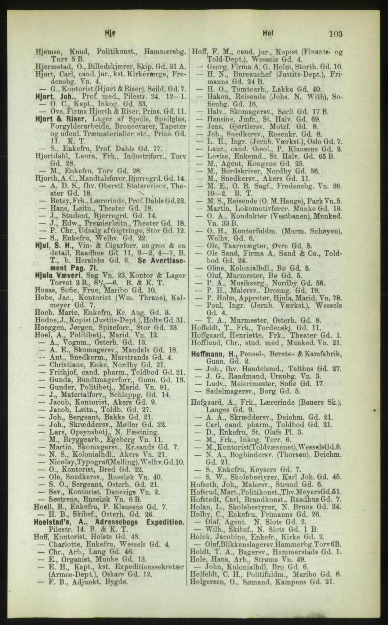 Kristiania/Oslo adressebok, PUBL/-, 1883, s. 103