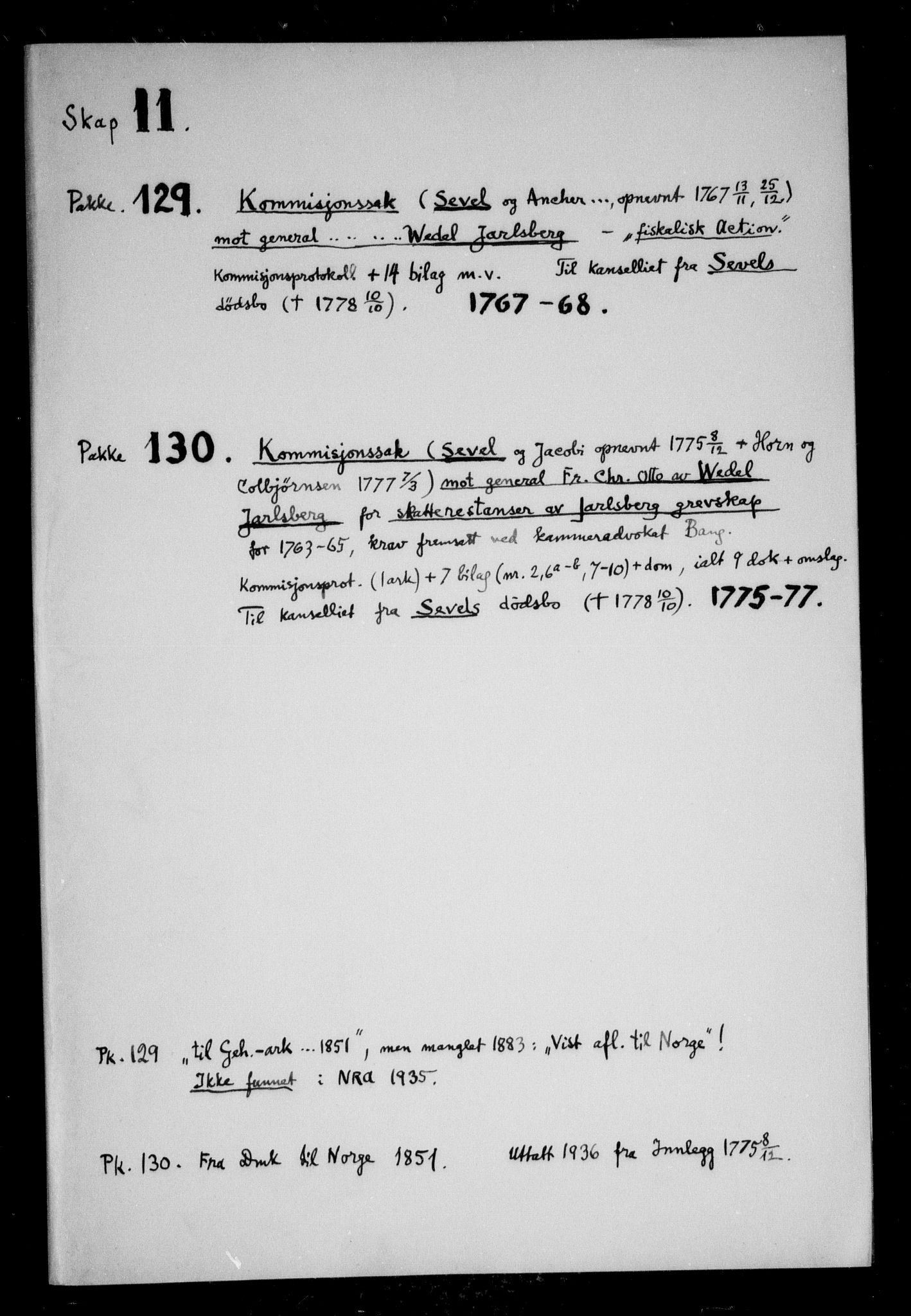 Danske Kanselli, Skapsaker, RA/EA-4061/F/L0051: Skap 11, pakke 113 II-148, 1777-1820, s. 310