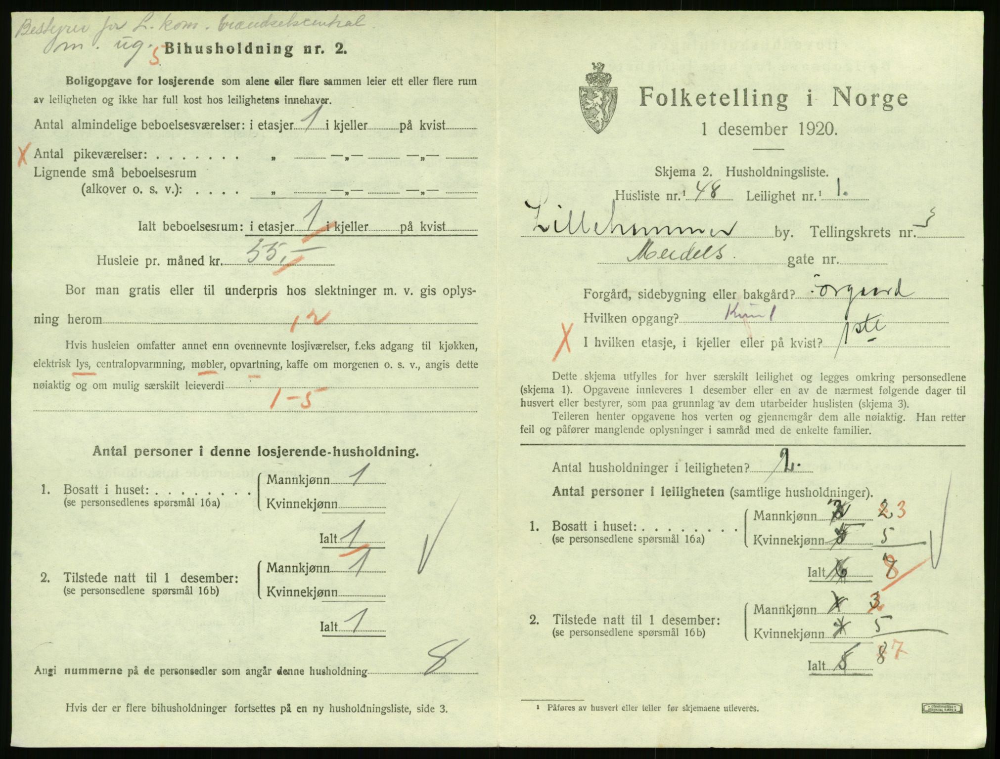 SAH, Folketelling 1920 for 0501 Lillehammer kjøpstad, 1920, s. 1906