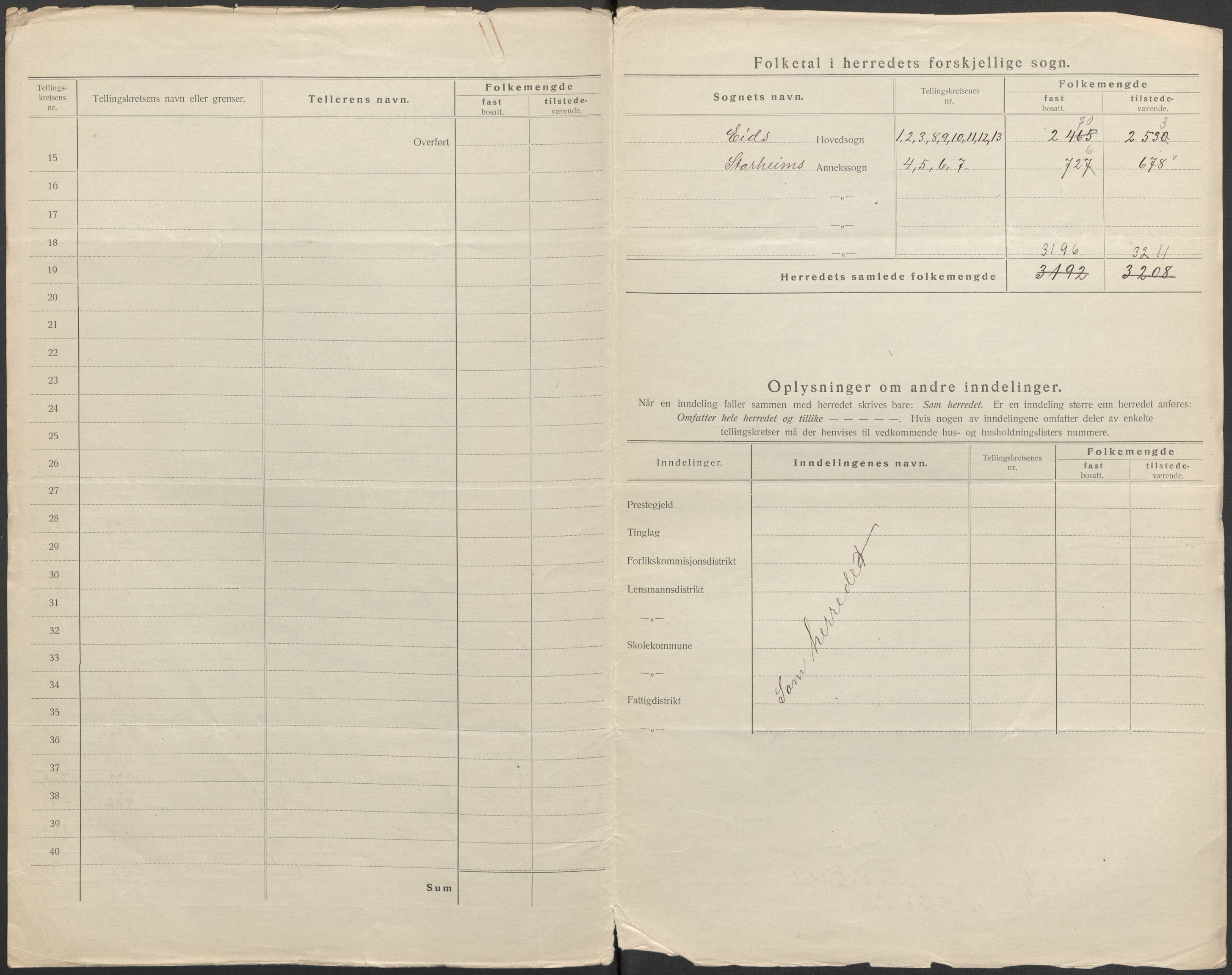 SAB, Folketelling 1920 for 1443 Eid herred, 1920, s. 4