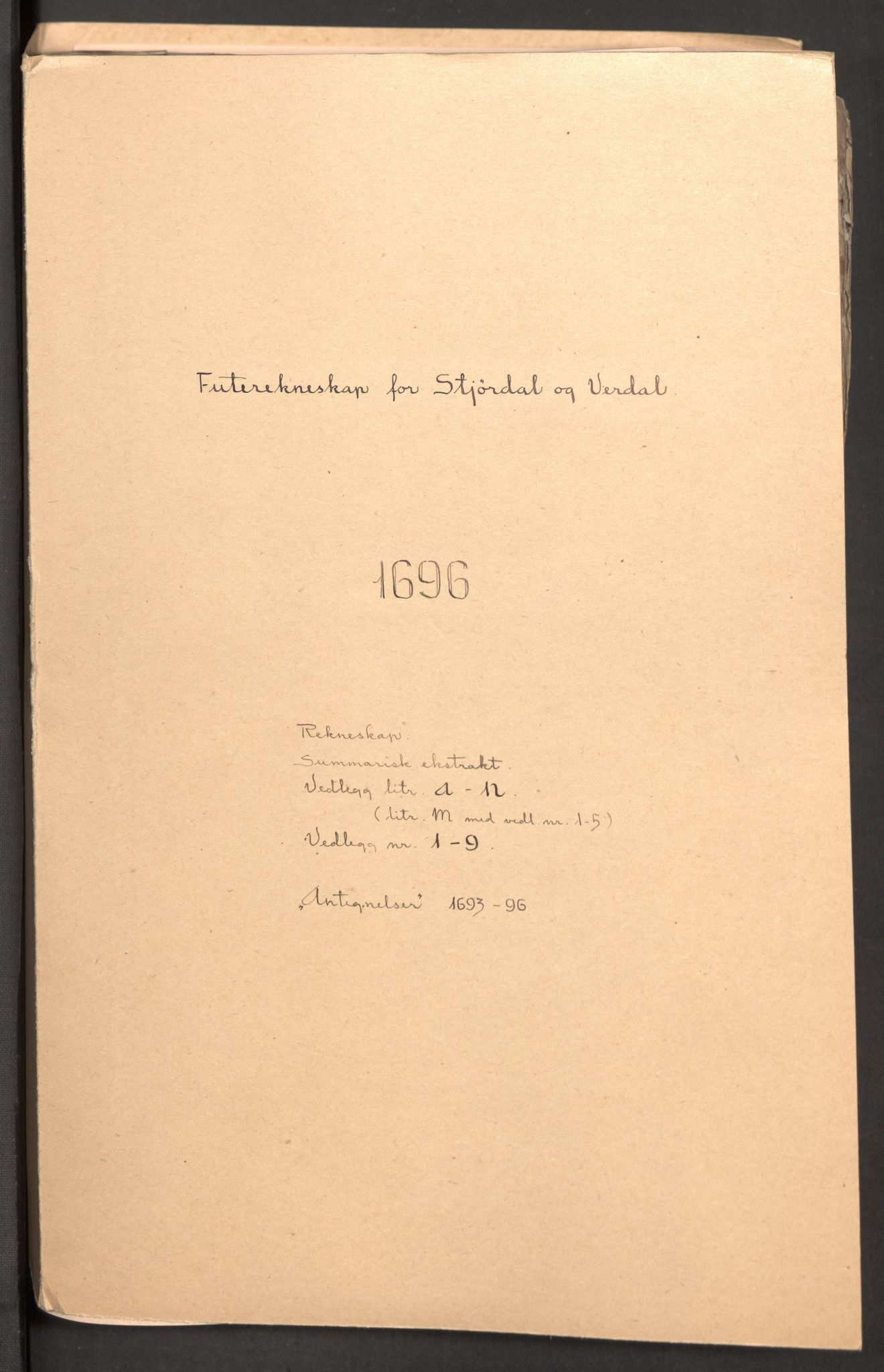 Rentekammeret inntil 1814, Reviderte regnskaper, Fogderegnskap, RA/EA-4092/R62/L4188: Fogderegnskap Stjørdal og Verdal, 1696, s. 2