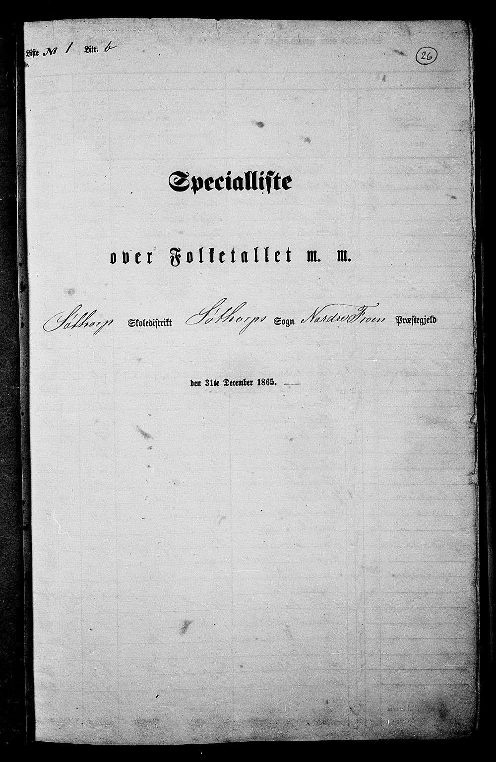 RA, Folketelling 1865 for 0518P Nord-Fron prestegjeld, 1865, s. 25