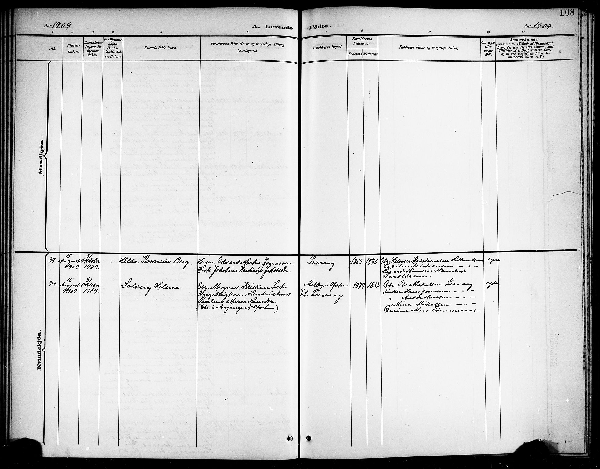 Ministerialprotokoller, klokkerbøker og fødselsregistre - Nordland, AV/SAT-A-1459/859/L0860: Klokkerbok nr. 859C06, 1899-1909, s. 108