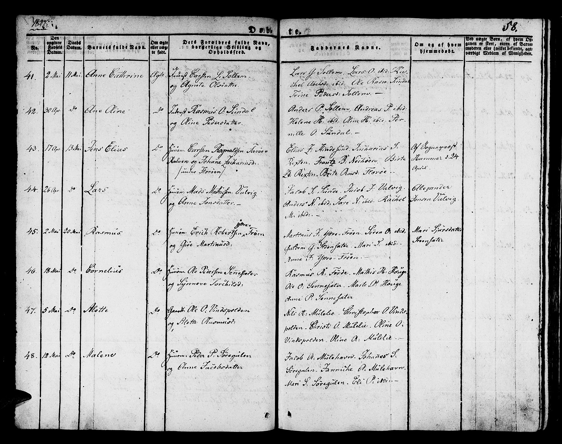 Kinn sokneprestembete, AV/SAB-A-80801/H/Haa/Haaa/L0004/0001: Ministerialbok nr. A 4I, 1822-1840, s. 58