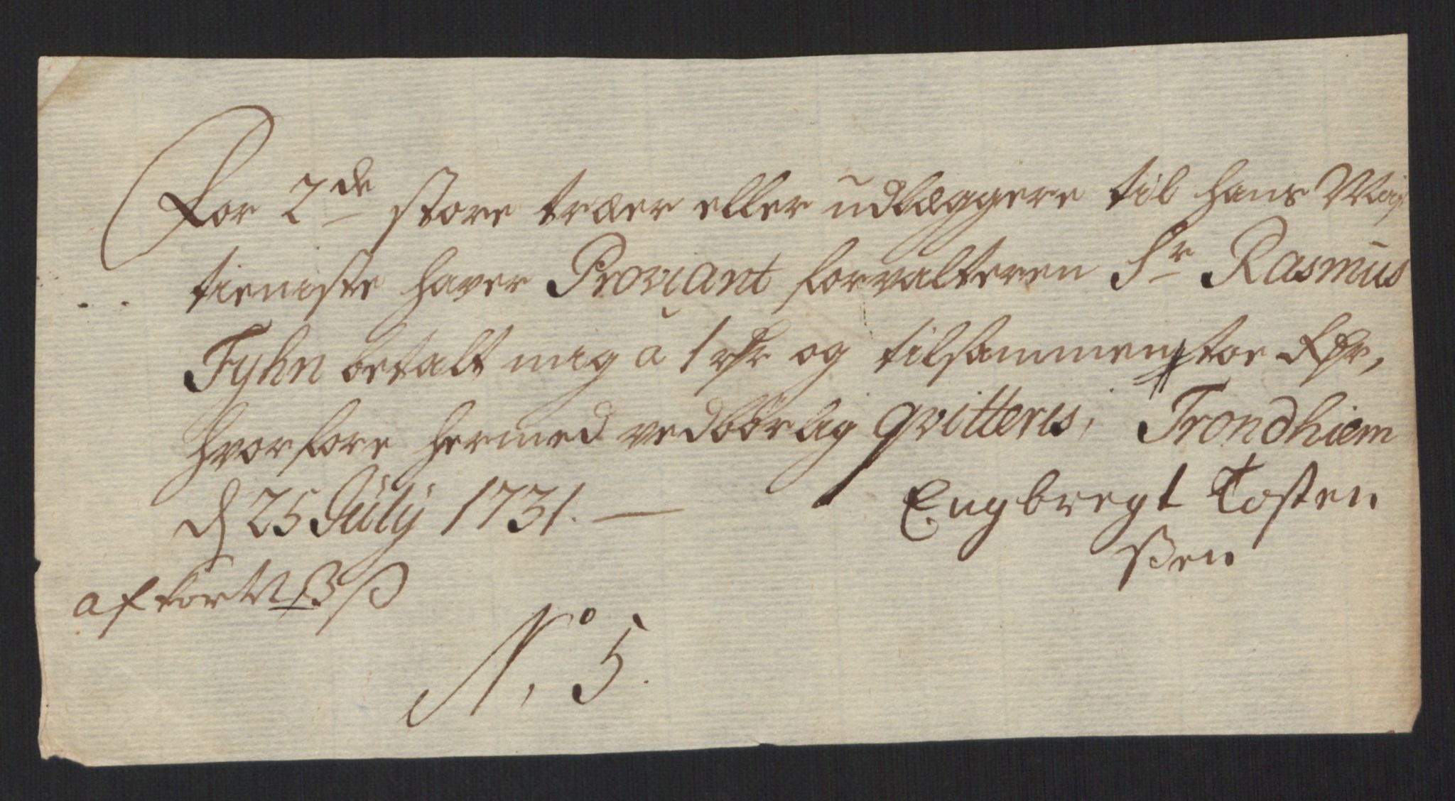 Rentekammeret inntil 1814, Reviderte regnskaper, Militære regnskaper, AV/RA-EA-4069/Rd/L0649: Trondheim festningsregnskaper, 1731