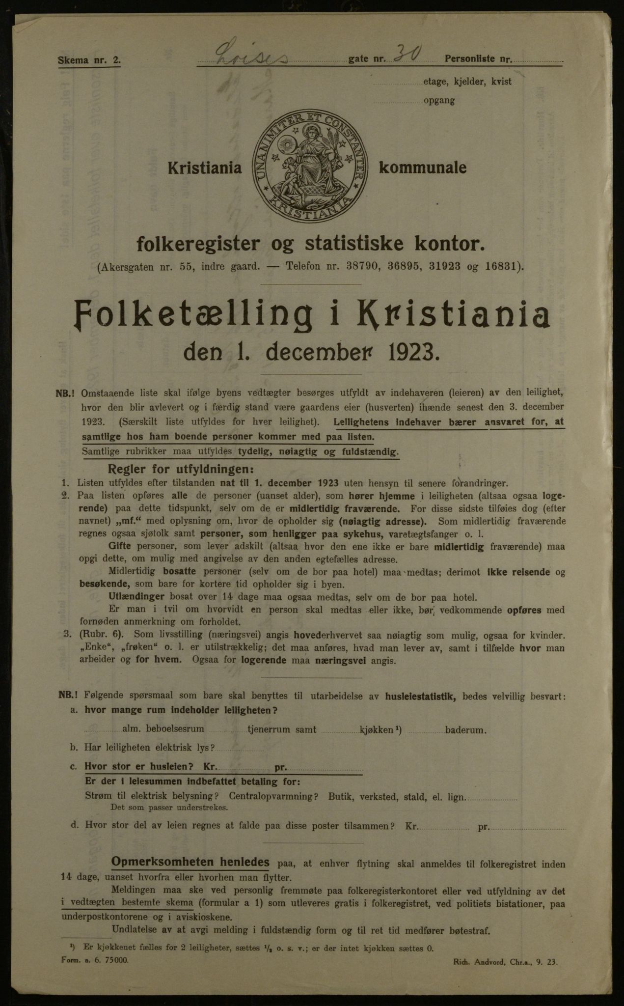 OBA, Kommunal folketelling 1.12.1923 for Kristiania, 1923, s. 64955