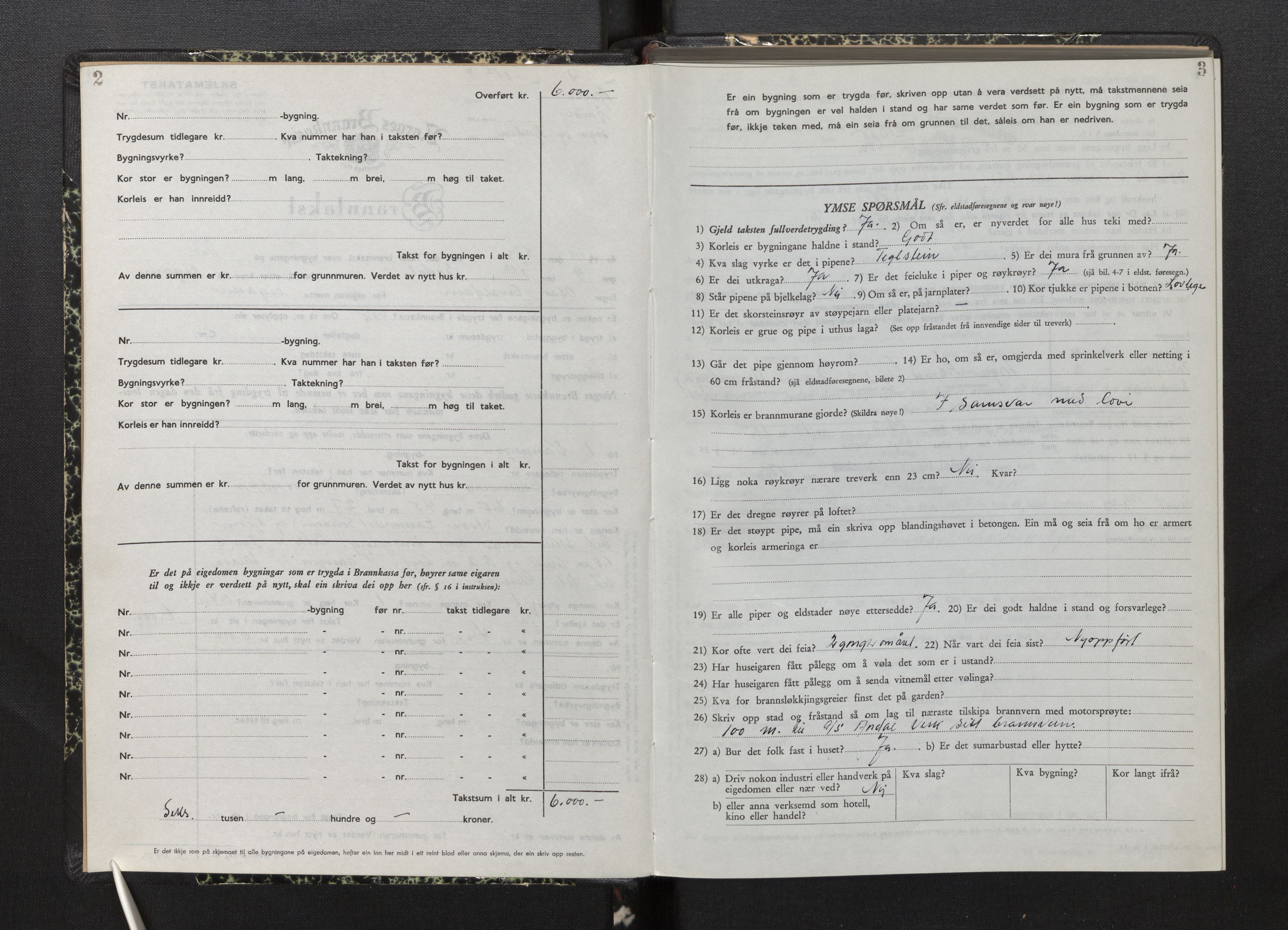 Lensmannen i Årdal, AV/SAB-A-30501/0012/L0012: Branntakstprotokoll, skjematakst, 1949-1955, s. 2-3