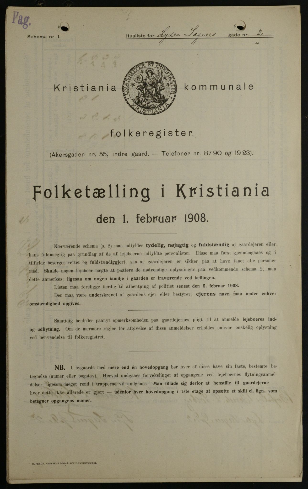 OBA, Kommunal folketelling 1.2.1908 for Kristiania kjøpstad, 1908, s. 52329