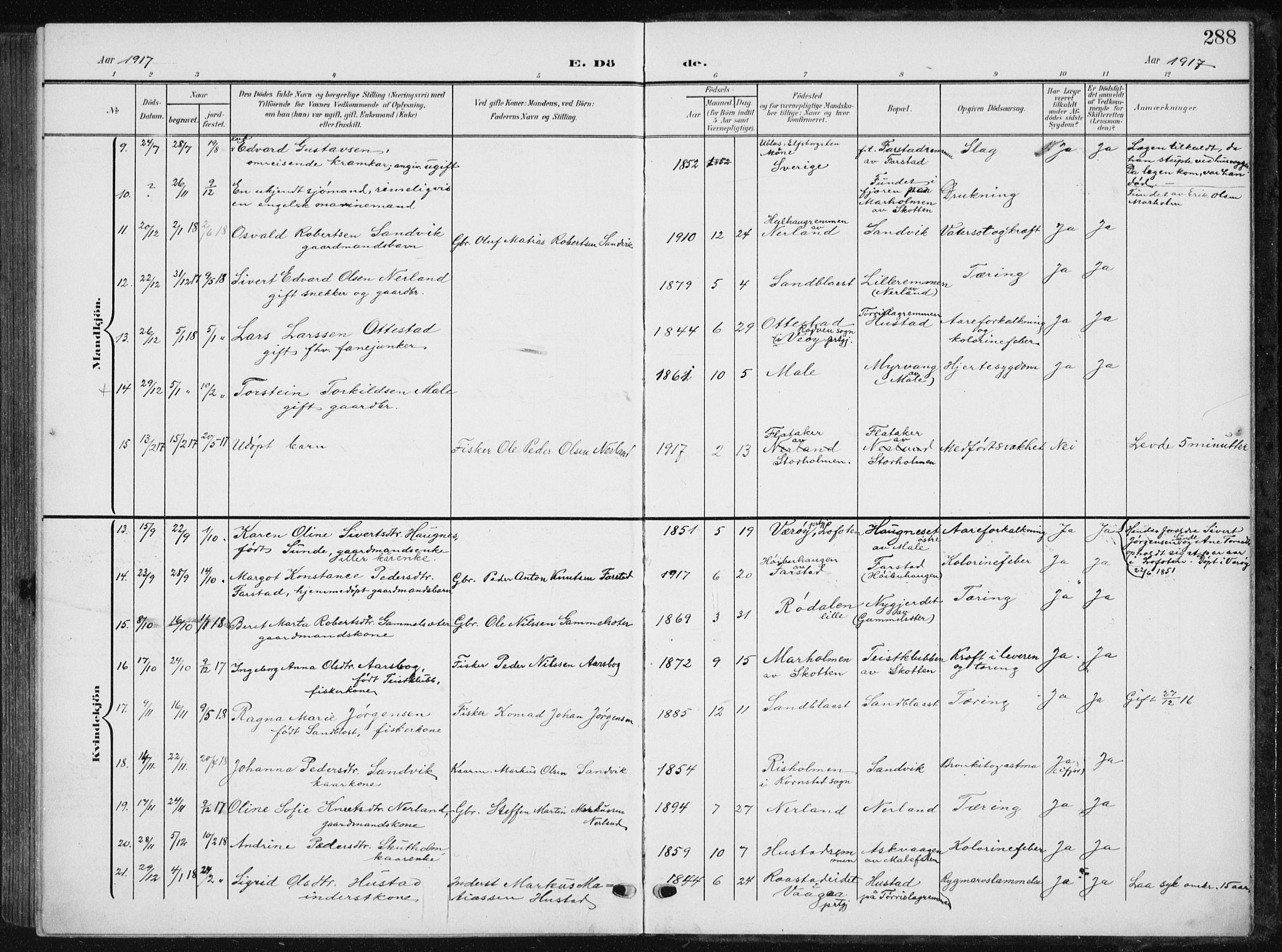 Ministerialprotokoller, klokkerbøker og fødselsregistre - Møre og Romsdal, SAT/A-1454/567/L0784: Klokkerbok nr. 567C04, 1903-1938, s. 288