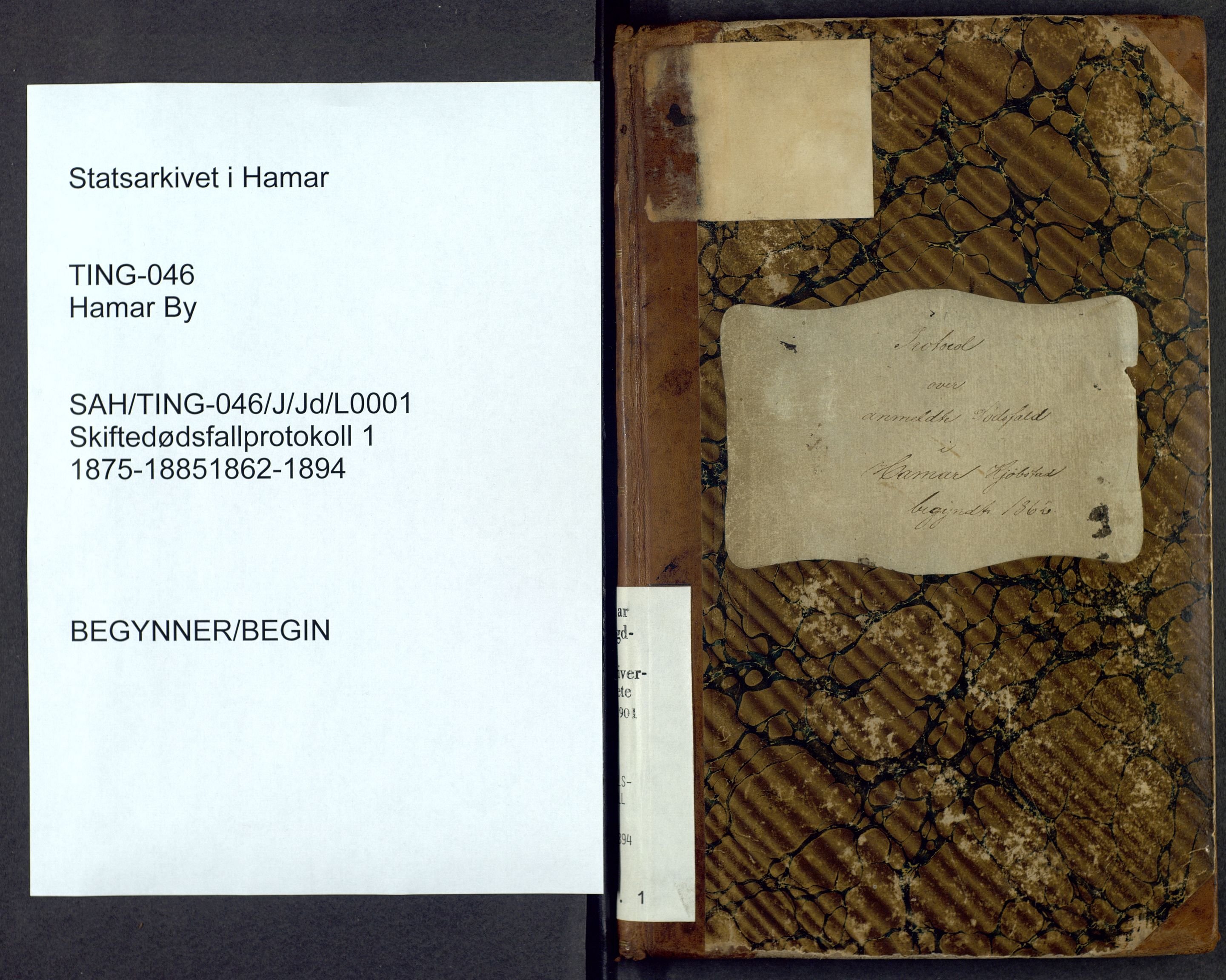 Hamar byfogd og byskriver, AV/SAH-TING-046/J/Jd/L0001: Dødsfallsprotokoll, 1862-1894
