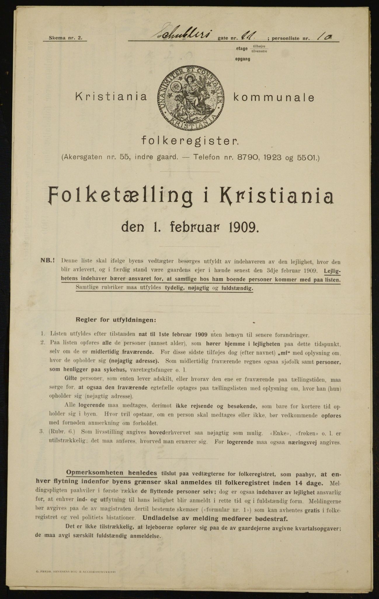 OBA, Kommunal folketelling 1.2.1909 for Kristiania kjøpstad, 1909, s. 84358