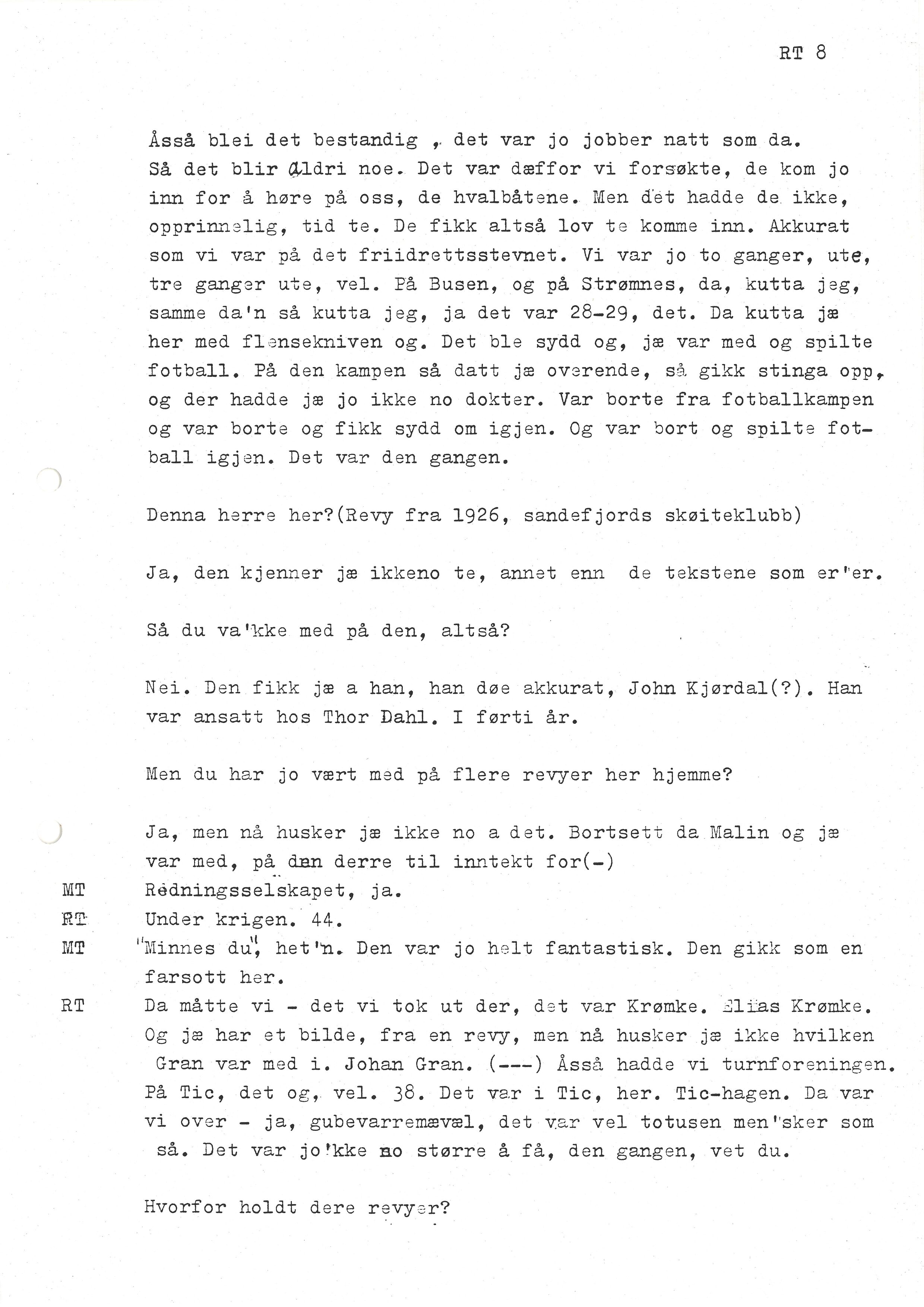 Sa 16 - Folkemusikk fra Vestfold, Gjerdesamlingen, VEMU/A-1868/I/L0001: Informantregister med intervjunedtegnelser, 1979-1986