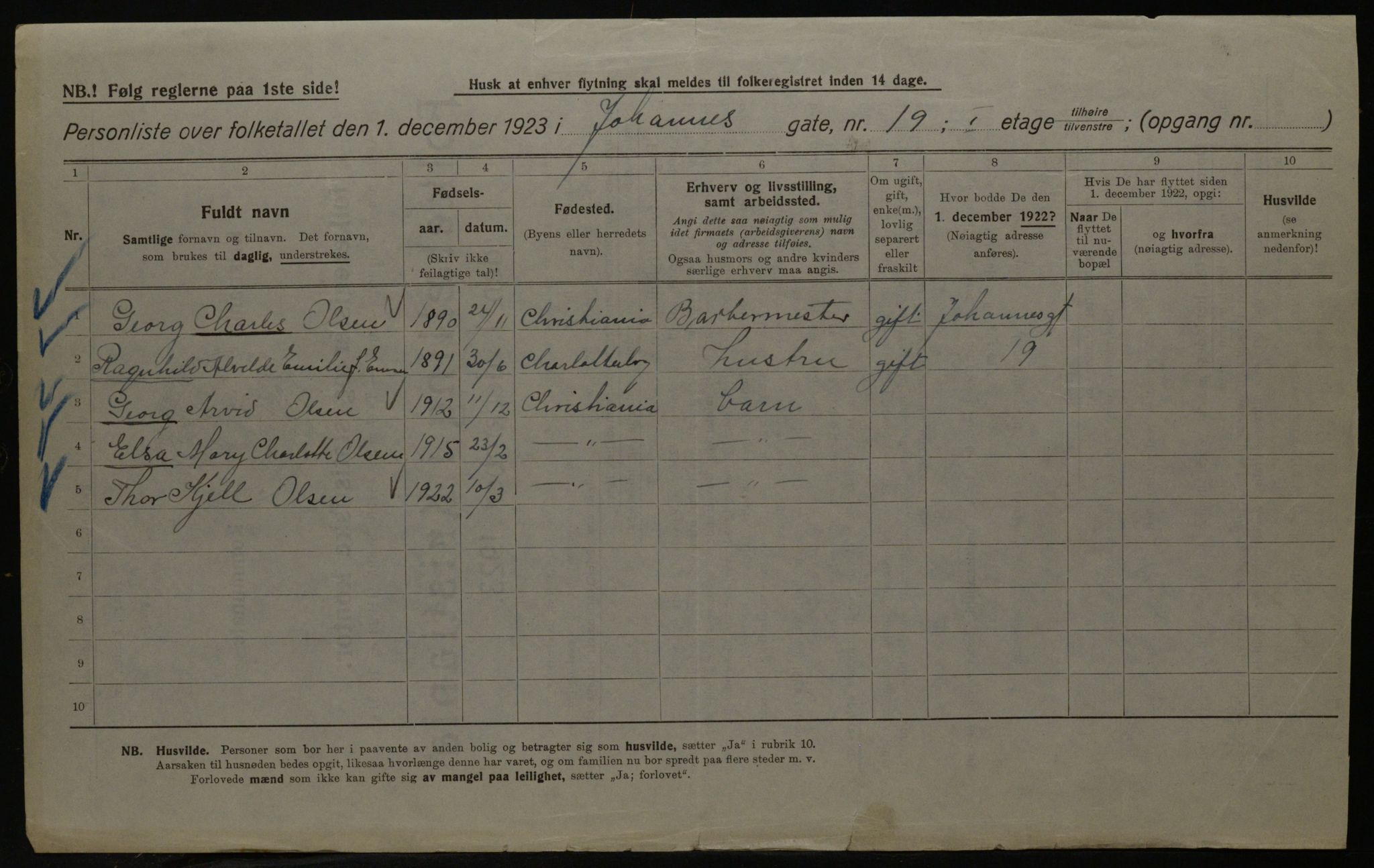 OBA, Kommunal folketelling 1.12.1923 for Kristiania, 1923, s. 52959