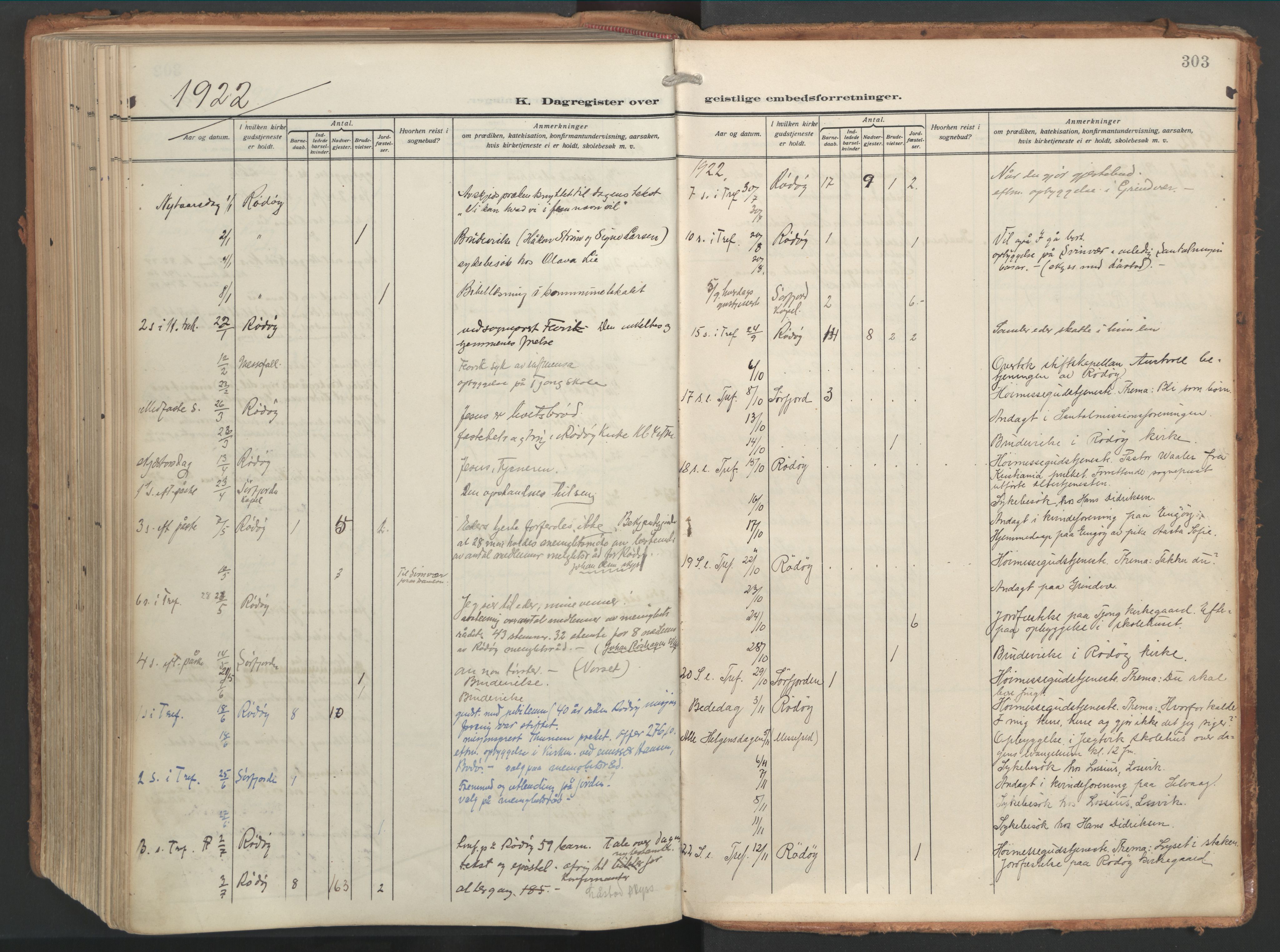 Ministerialprotokoller, klokkerbøker og fødselsregistre - Nordland, AV/SAT-A-1459/841/L0614: Ministerialbok nr. 841A17, 1911-1925, s. 303