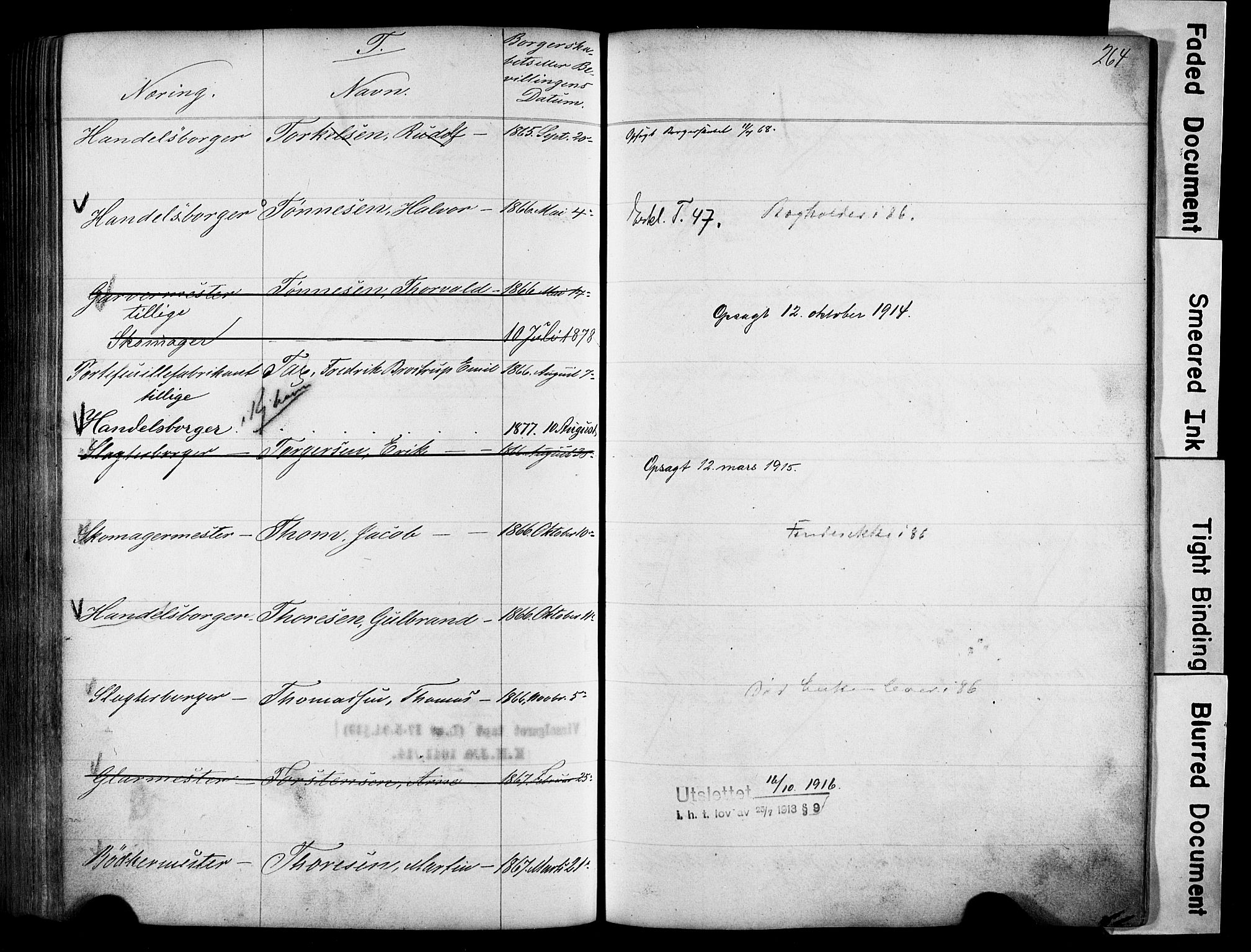 Kristiania magistrat, SAO/A-10711/F/Fb/L0004: Borgerrulle, 1860-1879, s. 266