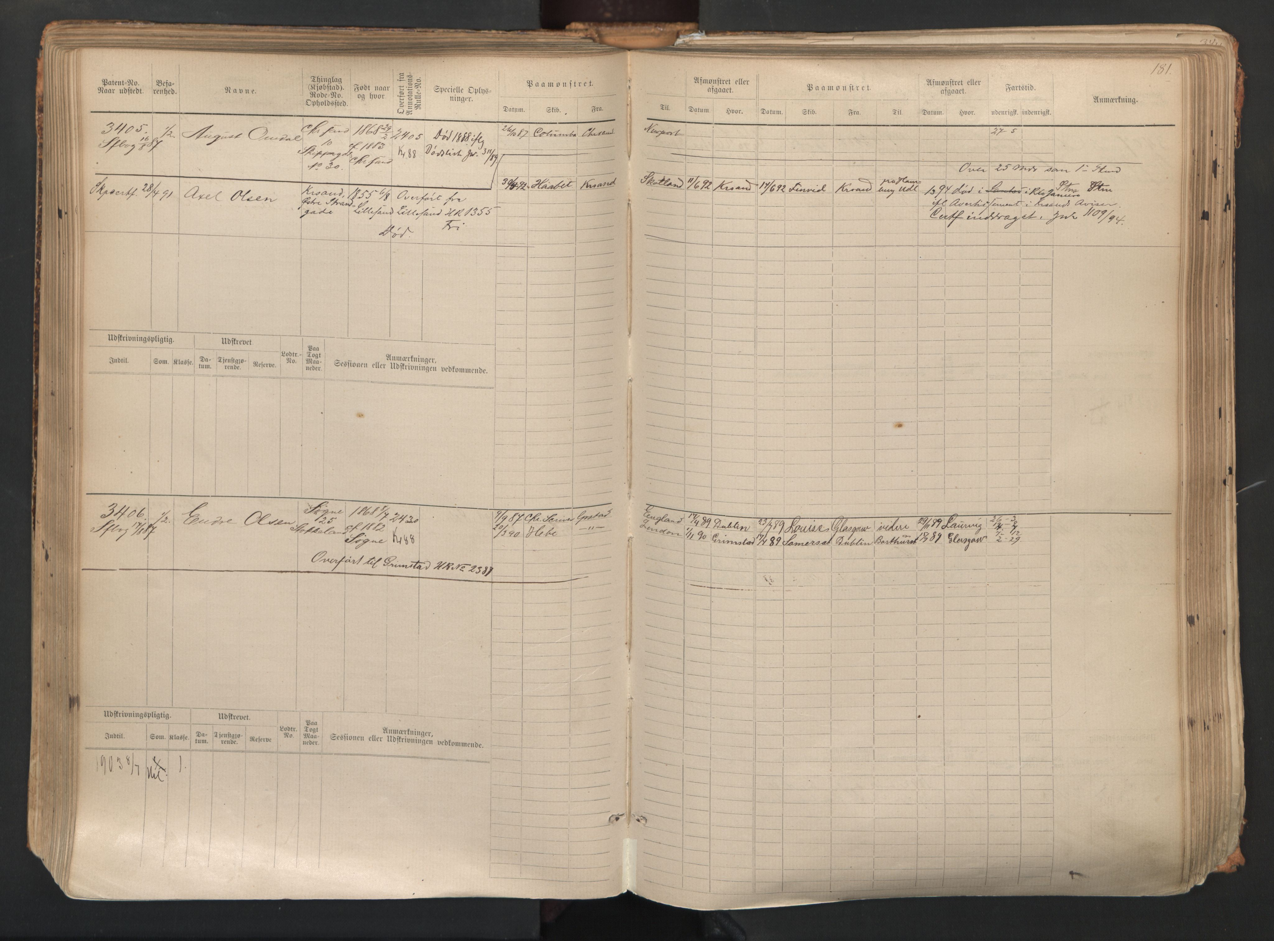 Kristiansand mønstringskrets, AV/SAK-2031-0015/F/Fb/L0007: Hovedrulle nr 3049-3810, I-14, 1883-1940, s. 183