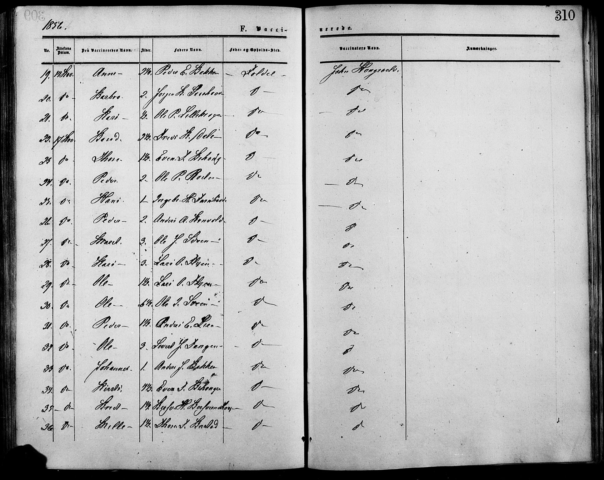 Lesja prestekontor, SAH/PREST-068/H/Ha/Haa/L0007: Ministerialbok nr. 7, 1854-1862, s. 310