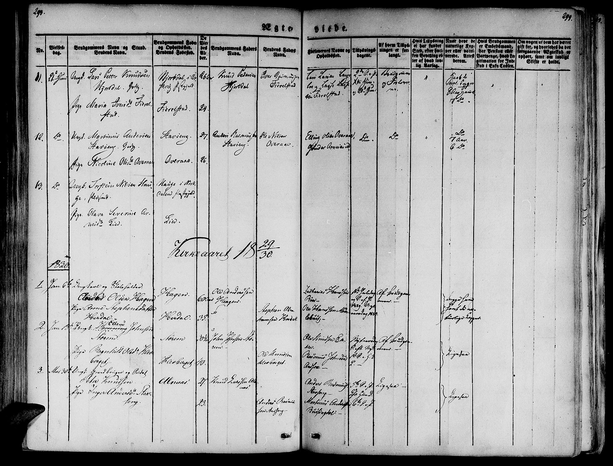 Ministerialprotokoller, klokkerbøker og fødselsregistre - Møre og Romsdal, AV/SAT-A-1454/520/L0274: Ministerialbok nr. 520A04, 1827-1864, s. 298-299