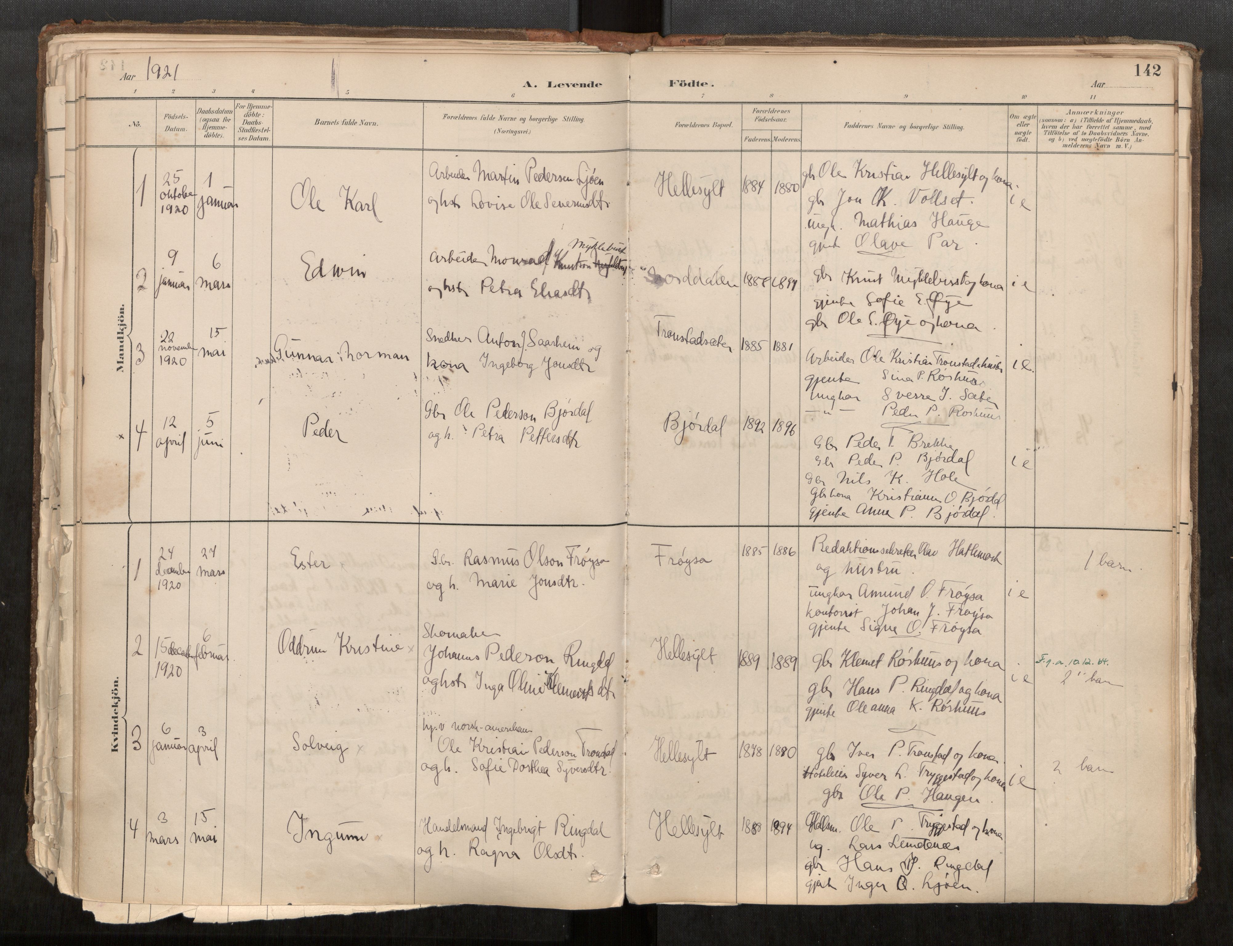 Sunnylven sokneprestkontor, AV/SAT-A-1007/H/Ha/Haa/L0002: Ministerialbok nr. 517A09, 1882-1939, s. 142
