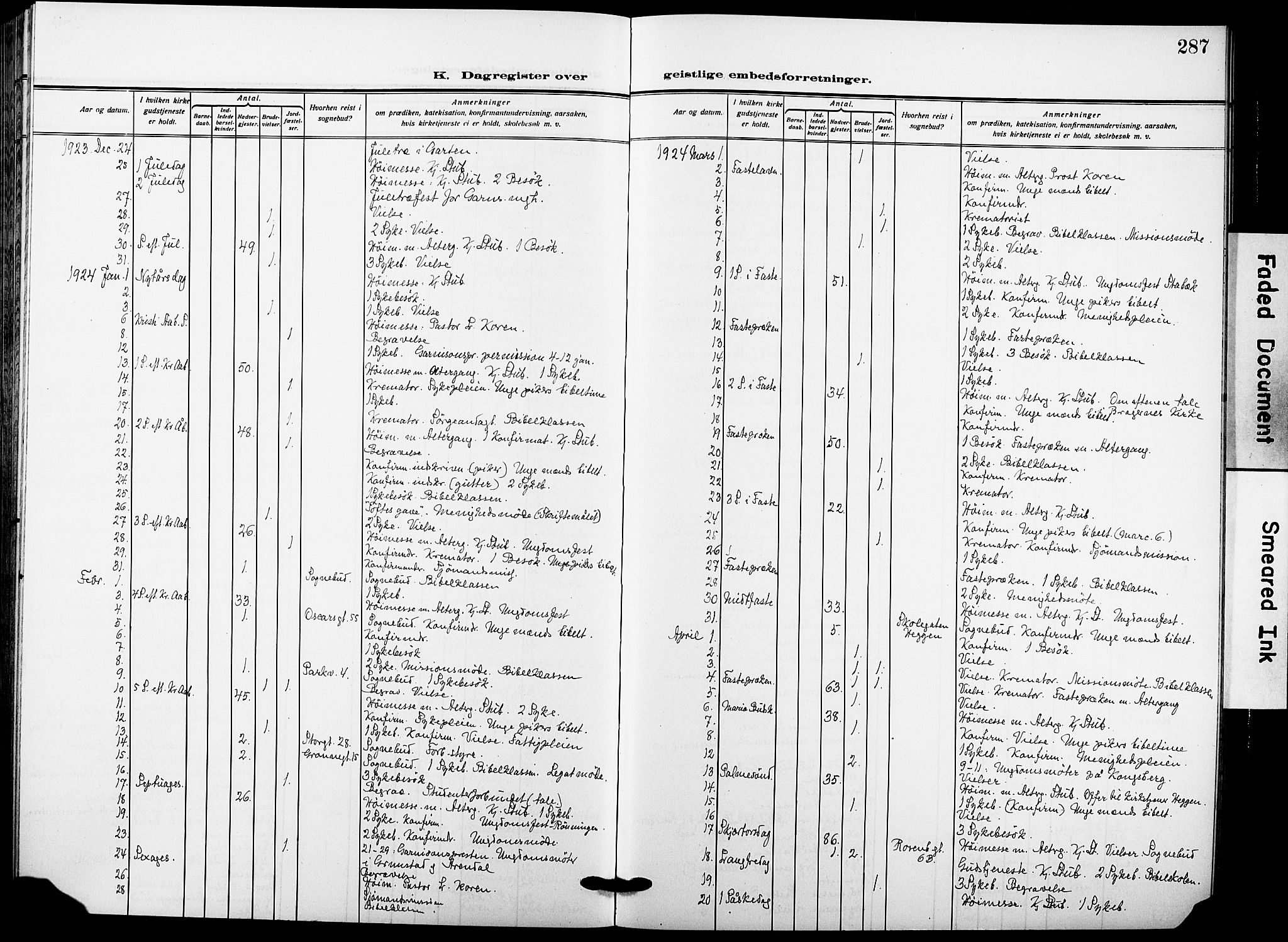 Garnisonsmenigheten Kirkebøker, AV/SAO-A-10846/F/Fa/L0016: Ministerialbok nr. 16, 1922-1930, s. 287