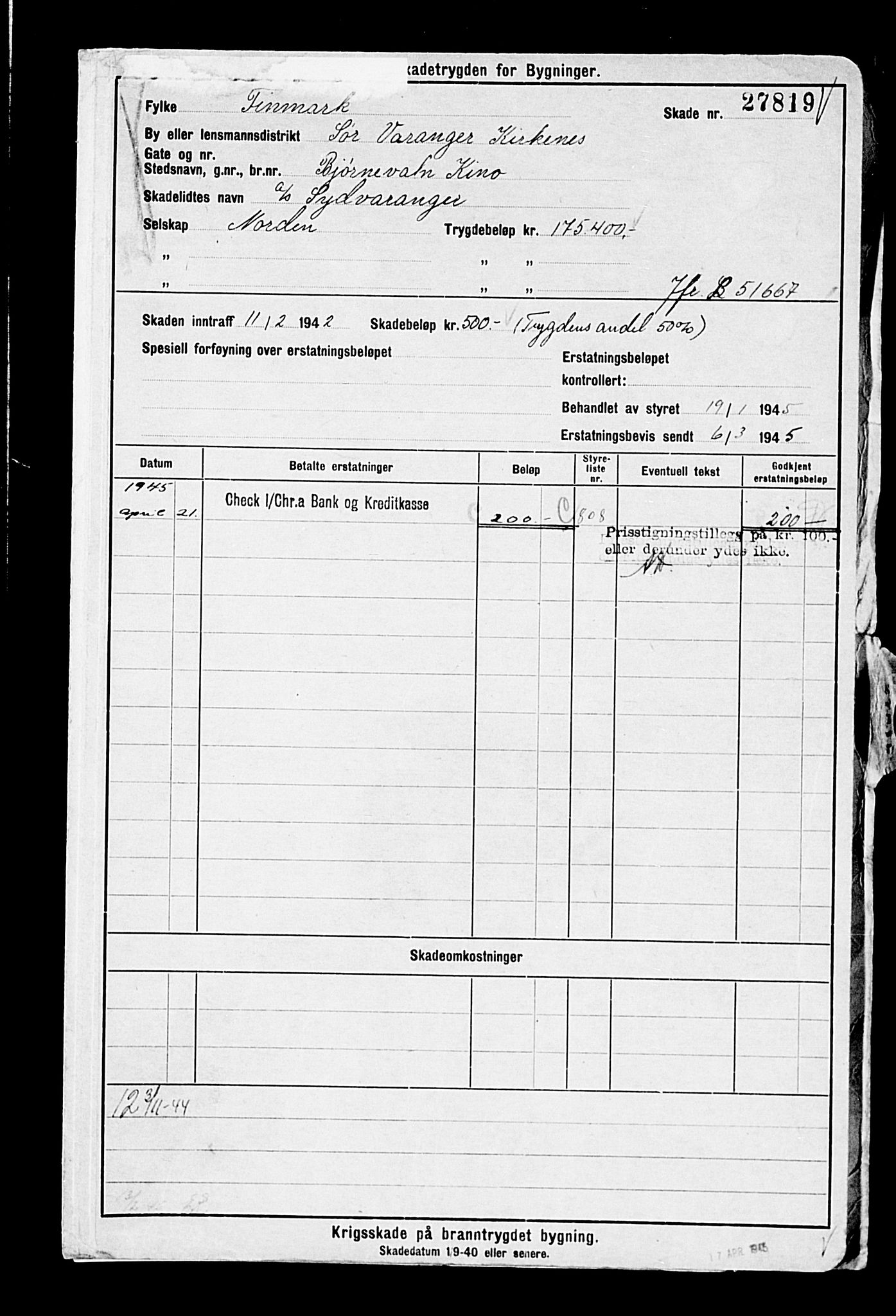 Krigsskadetrygdene for bygninger og løsøre, AV/RA-S-1548/V/L0014: --, 1940-1945, s. 55