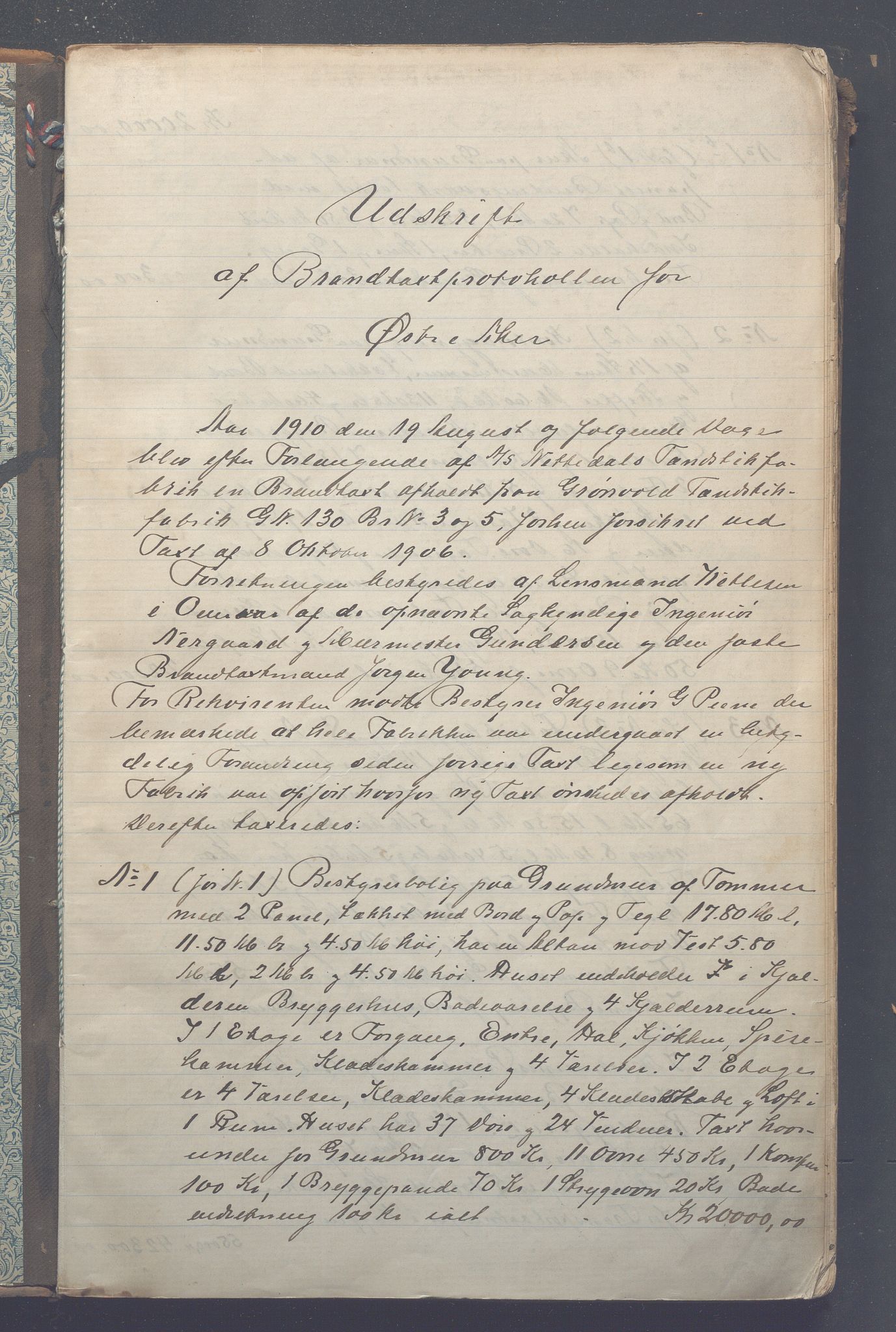 Lensmennene i Aker, OBA/A-10133/F/Fc/L0008: Branntakstprotokoll, 1902-1911