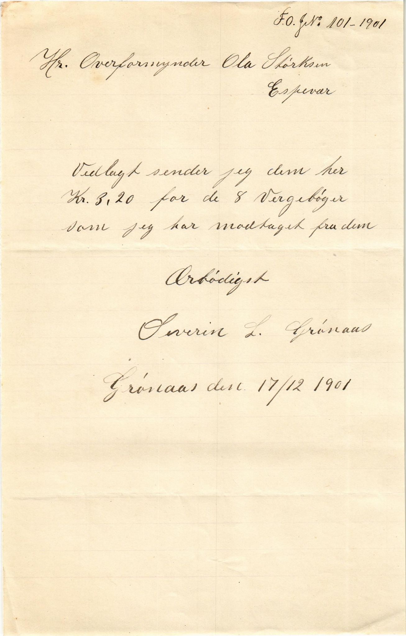 Finnaas kommune. Overformynderiet, IKAH/1218a-812/D/Da/Daa/L0002/0002: Kronologisk ordna korrespondanse / Kronologisk ordna korrespondanse, 1901-1904, s. 45